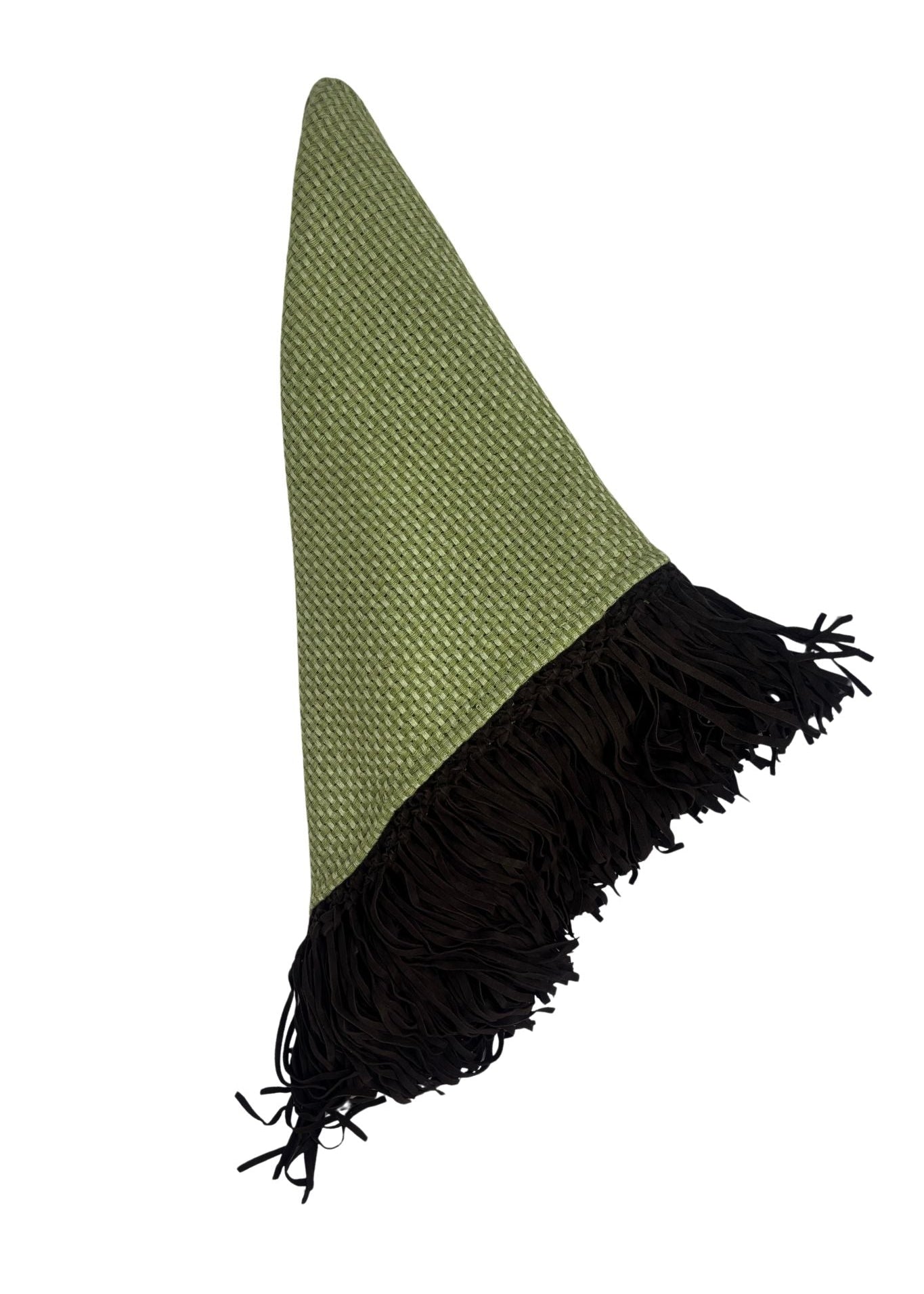 Bajra Tiny Basket Weave Triangle Scarf w/ Leather Fringe - Vermillion