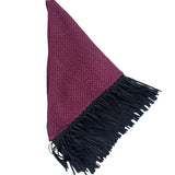 Bajra Tiny Basket Weave Triangle Scarf w/ Leather Fringe - Vermillion