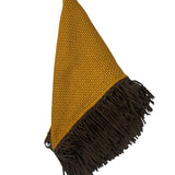 Bajra Tiny Basket Weave Triangle Scarf w/ Leather Fringe - Vermillion