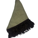 Bajra Tiny Basket Weave Triangle Scarf w/ Leather Fringe - Vermillion