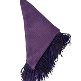 Bajra Tiny Basket Weave Triangle Scarf w/ Leather Fringe - Vermillion