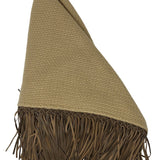 Bajra Tiny Basket Weave Triangle Scarf w/ Leather Fringe - Vermillion