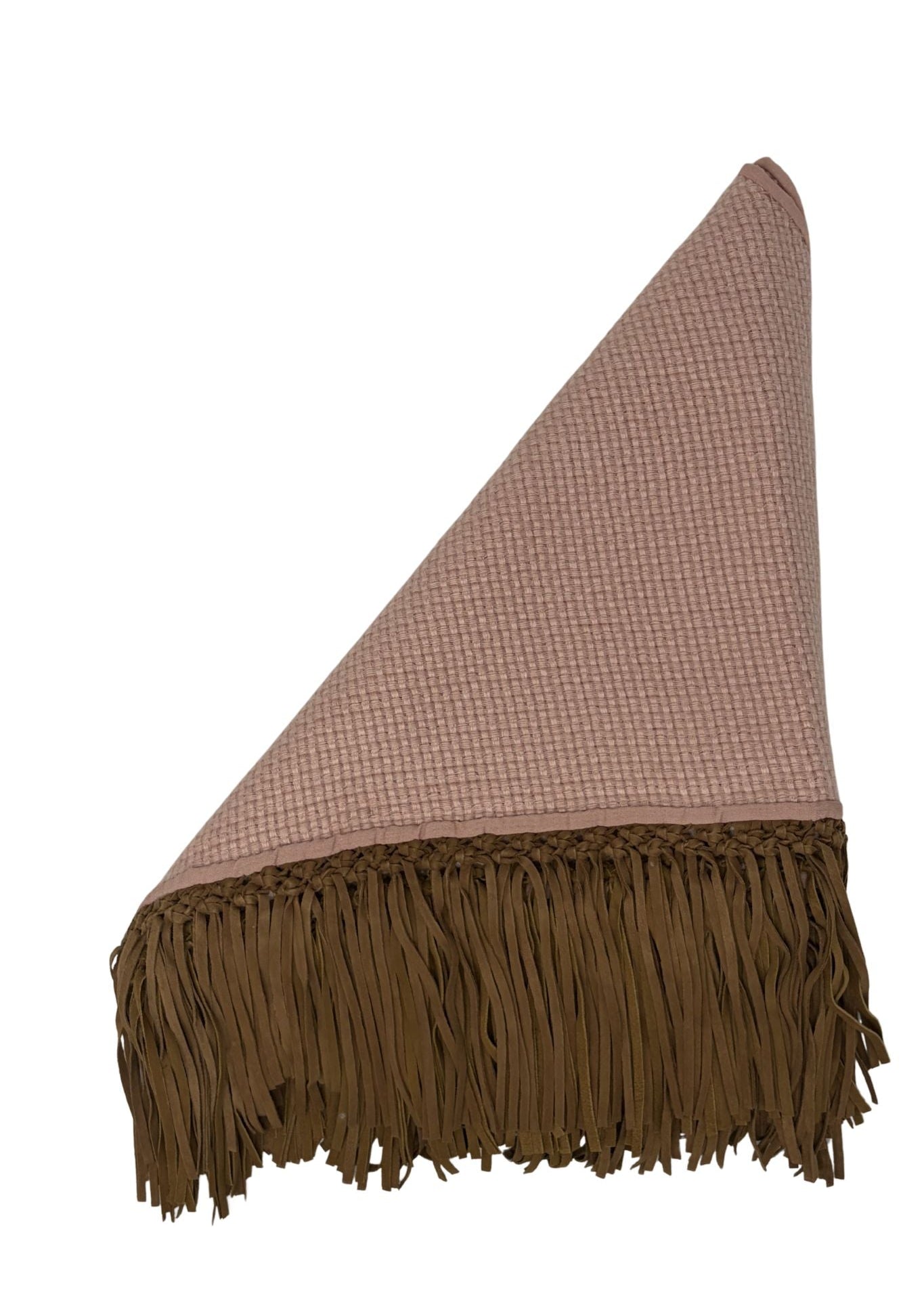 Bajra Tiny Basketweave Triangle Scarf w/ Fringe - Vermillion