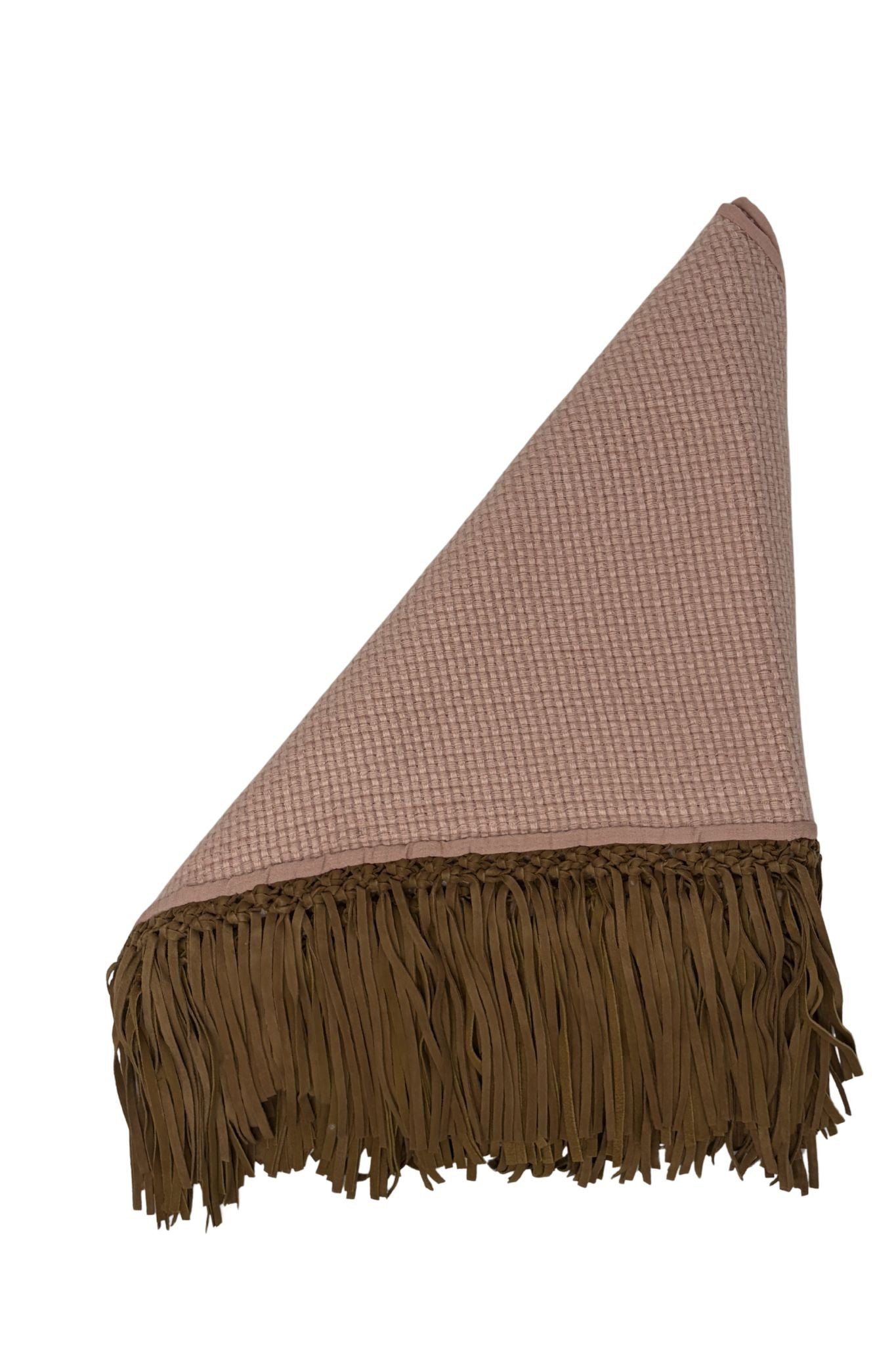 Bajra Tiny Basketweave Triangle Scarf w/ Fringe - Vermillion