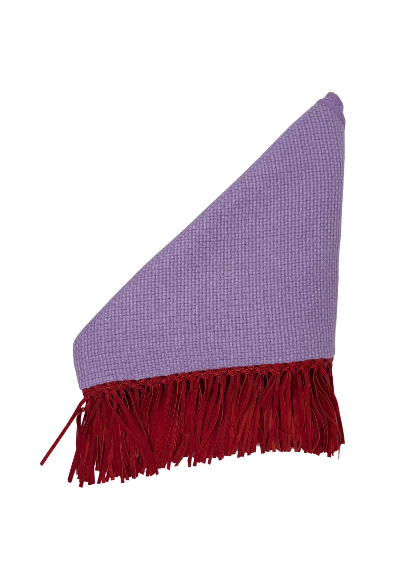 Bajra Tiny Basketweave Triangle Scarf w/ Fringe - Vermillion
