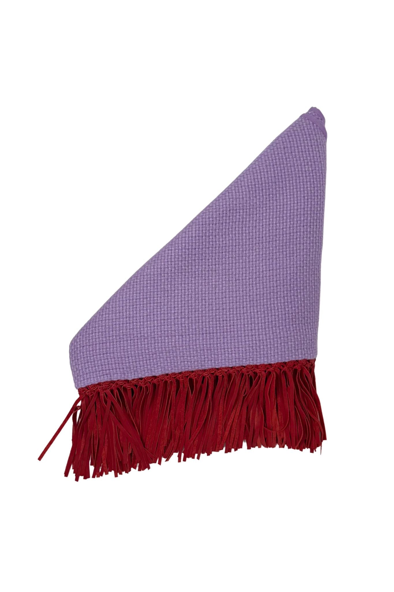 Bajra Tiny Basketweave Triangle Scarf w/ Fringe - Vermillion