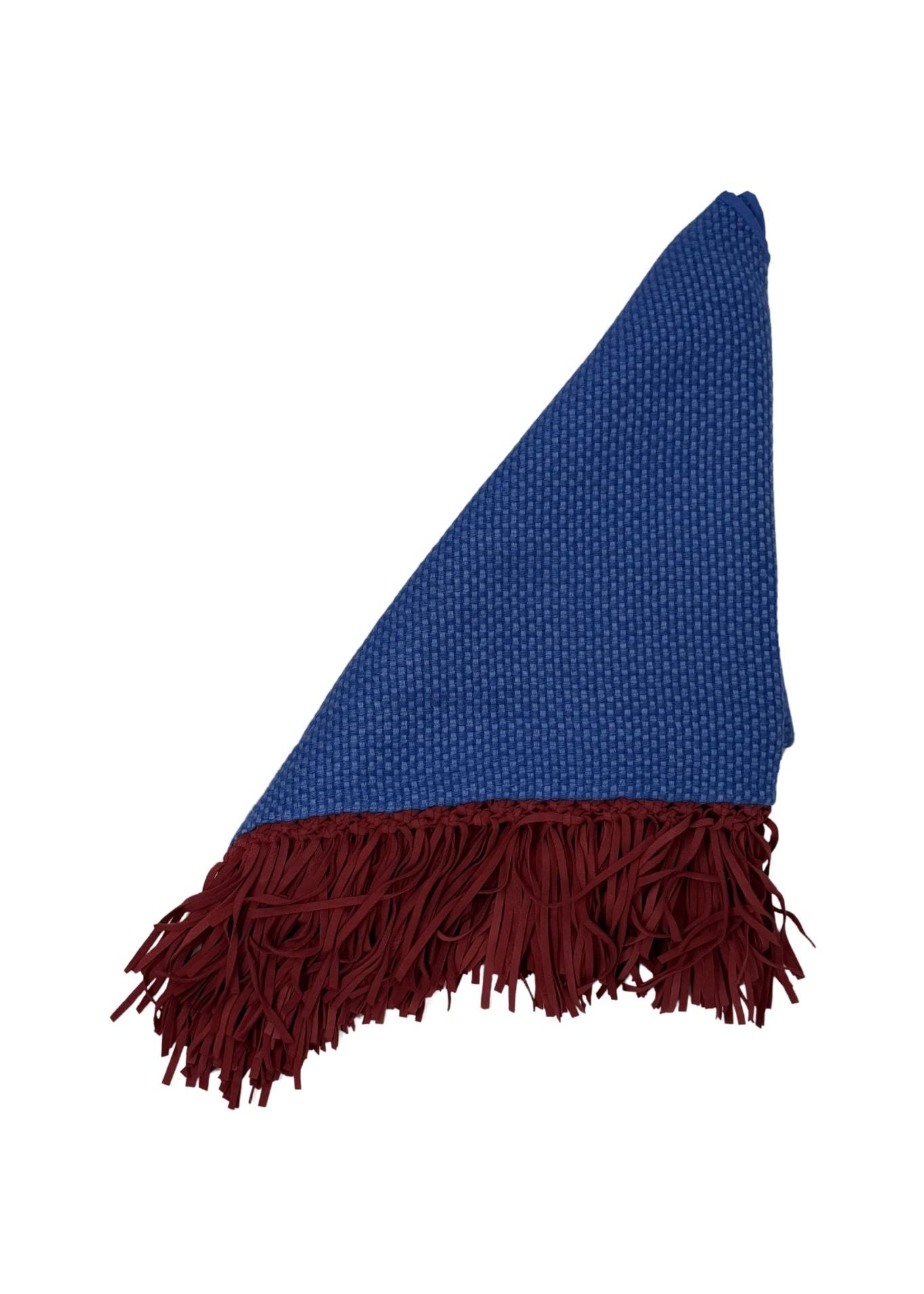 Bajra Tiny Basketweave Triangle Scarf w/ Fringe - Vermillion