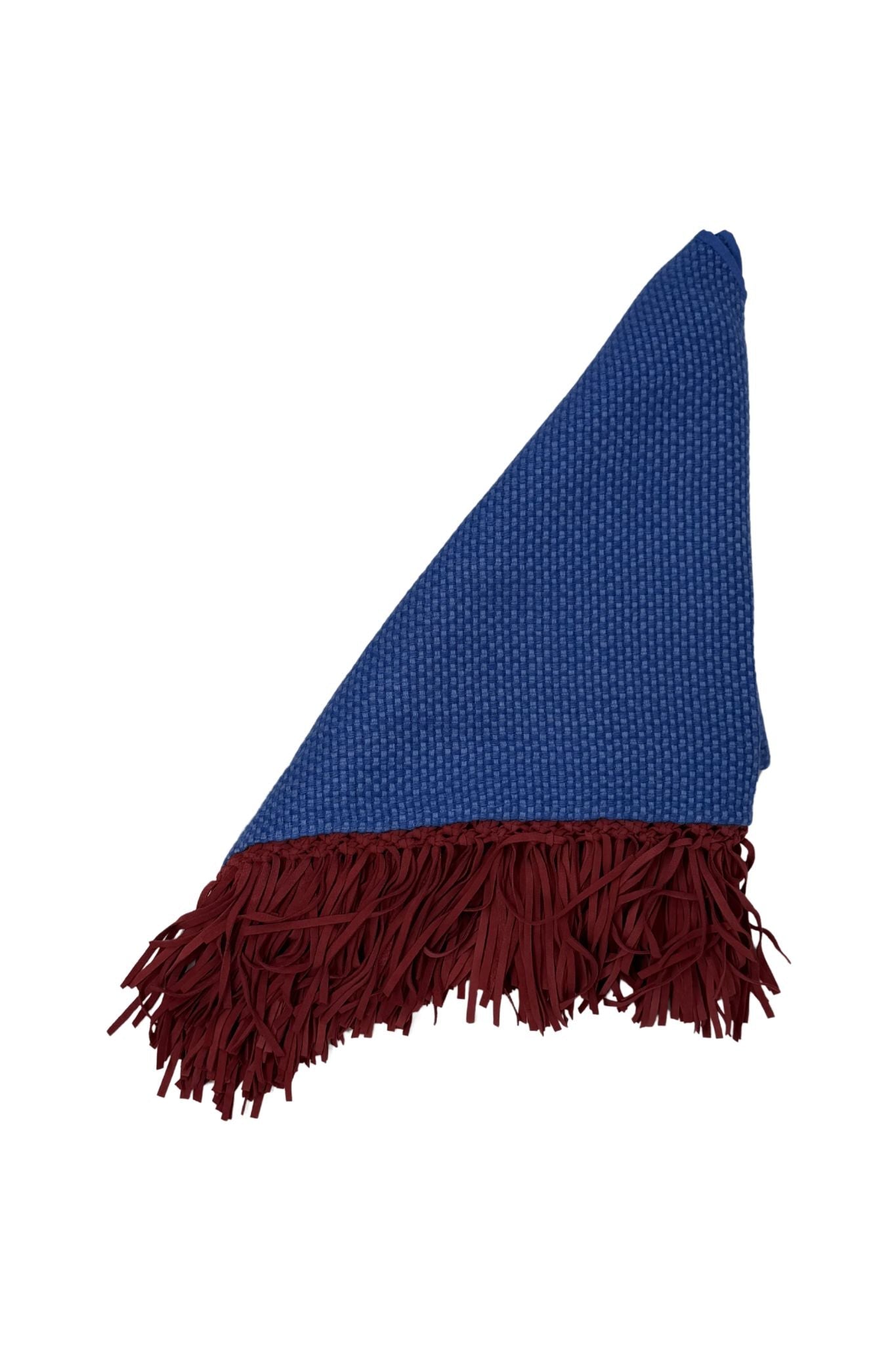 Bajra Tiny Basketweave Triangle Scarf w/ Fringe - Vermillion