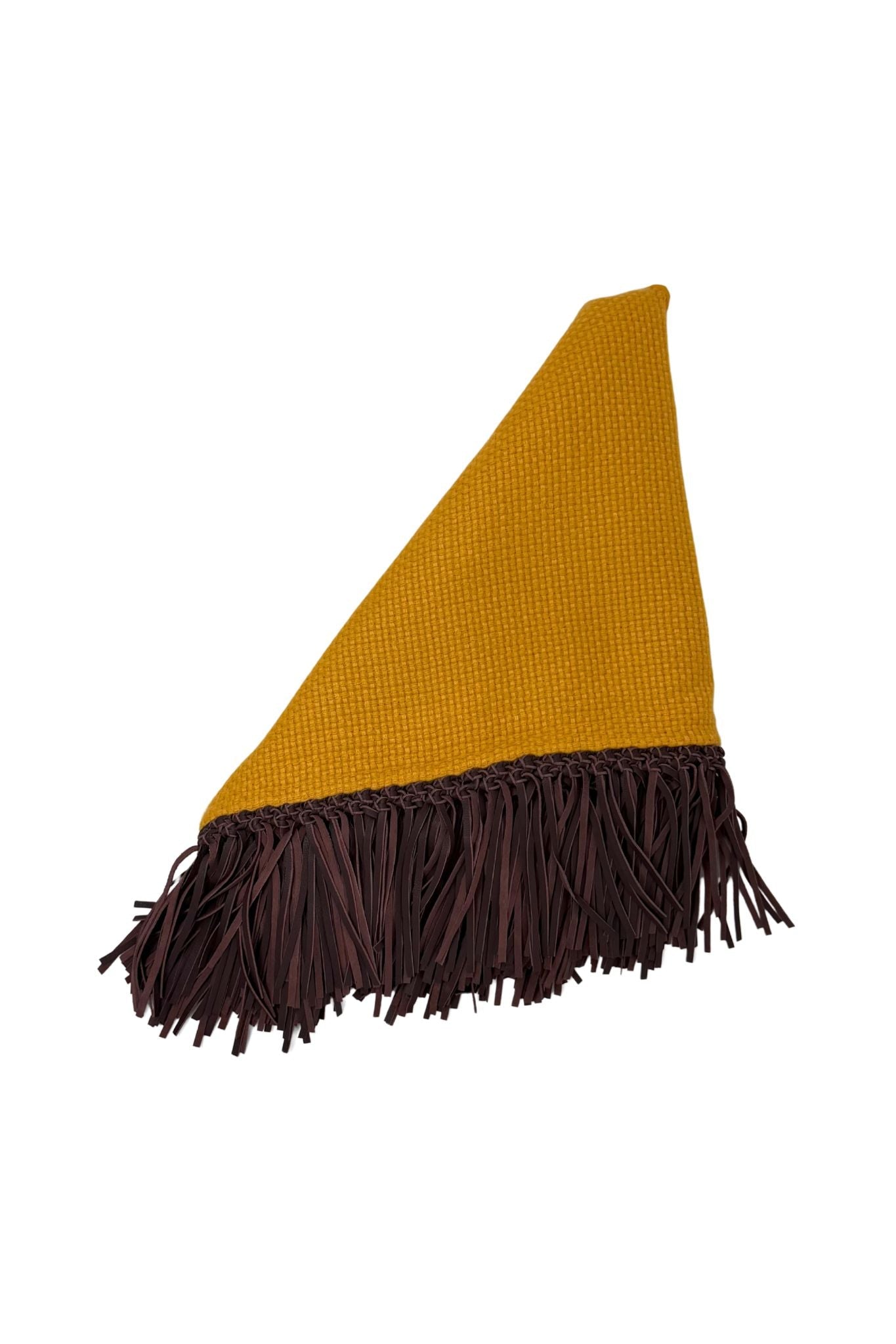 Bajra Tiny Basketweave Triangle Scarf w/ Fringe - Vermillion