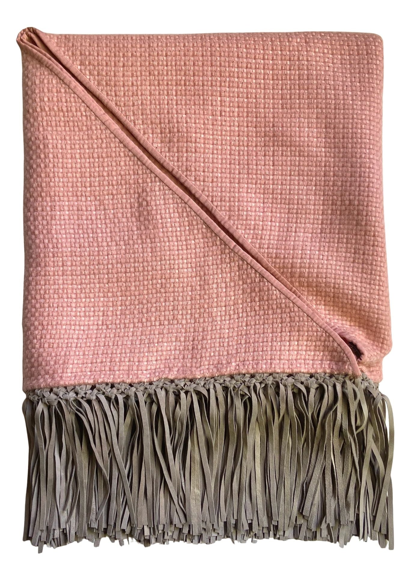 Bajra Tiny Basketweave Triangle Scarf w/ Fringe - Vermillion