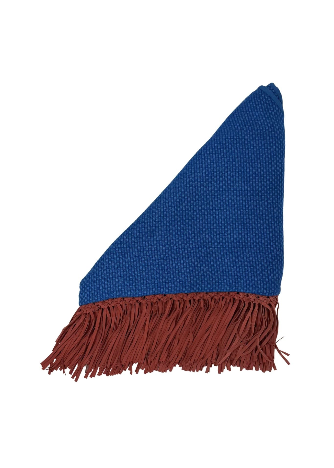 Bajra Tiny Basketweave Triangle Scarf w/ Fringe - Vermillion