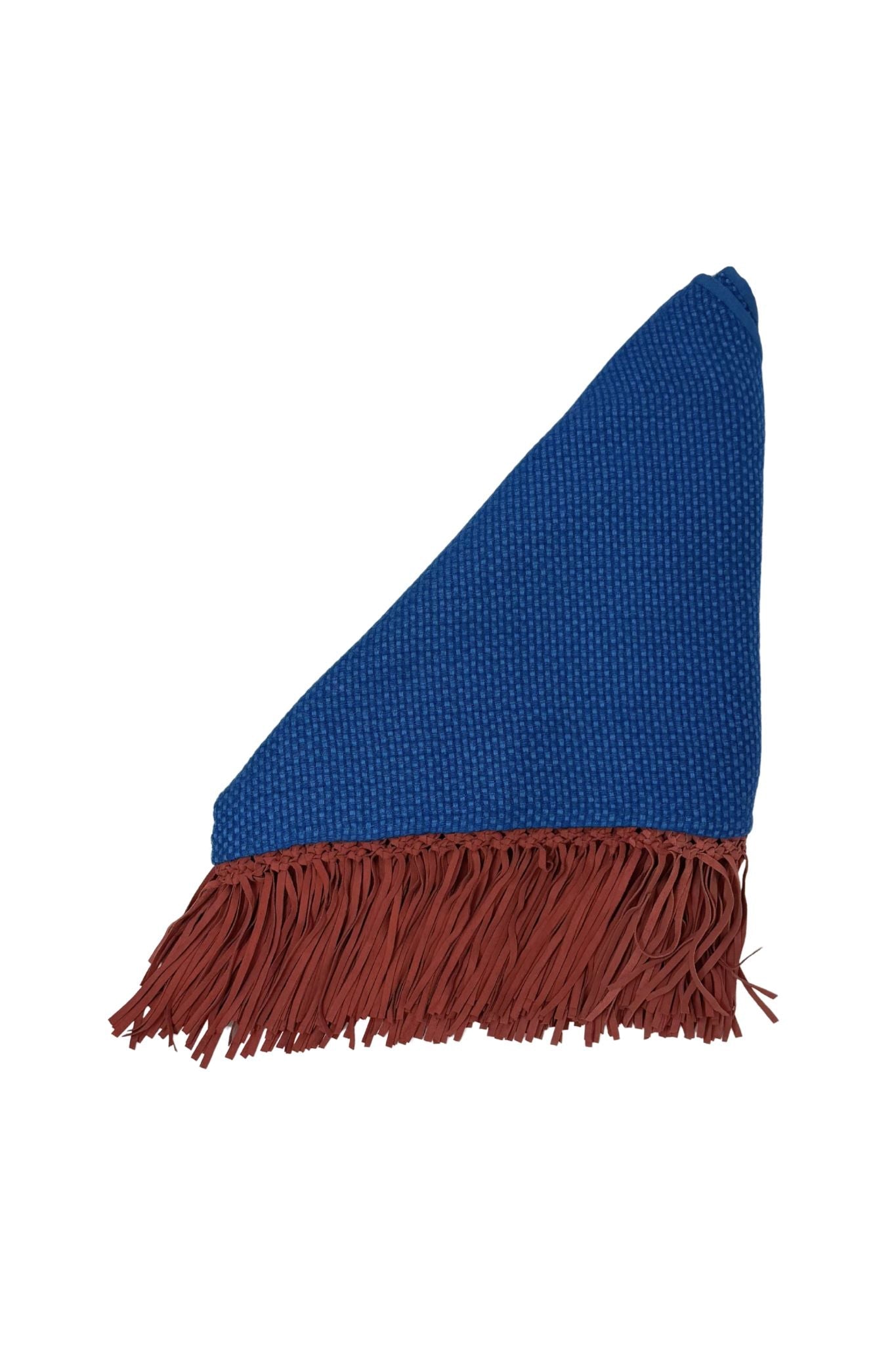 Bajra Tiny Basketweave Triangle Scarf w/ Fringe - Vermillion
