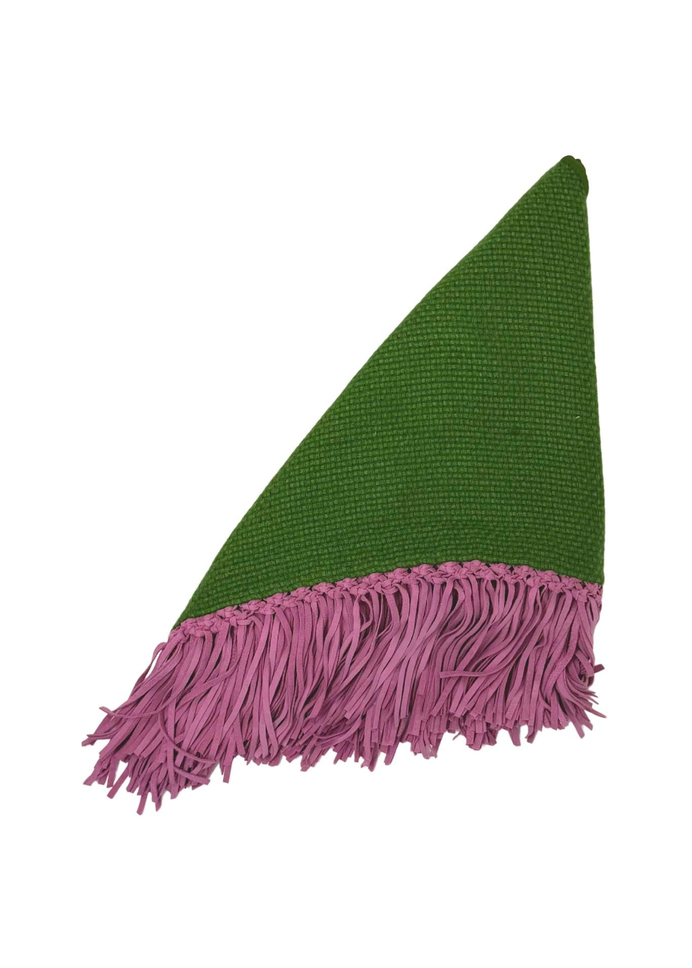 Bajra Tiny Basketweave Triangle Scarf w/ Fringe - Vermillion