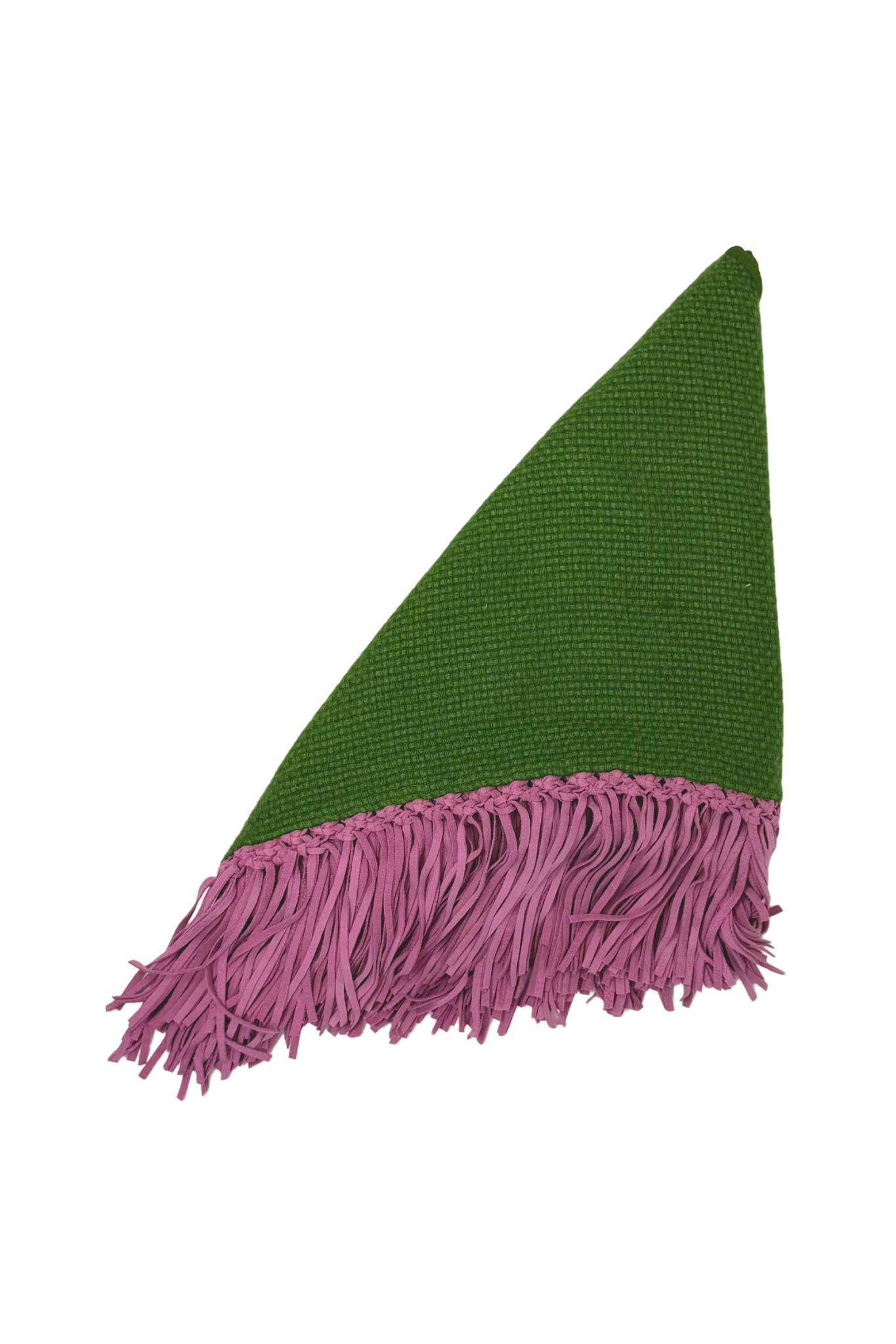 Bajra Tiny Basketweave Triangle Scarf w/ Fringe - Vermillion