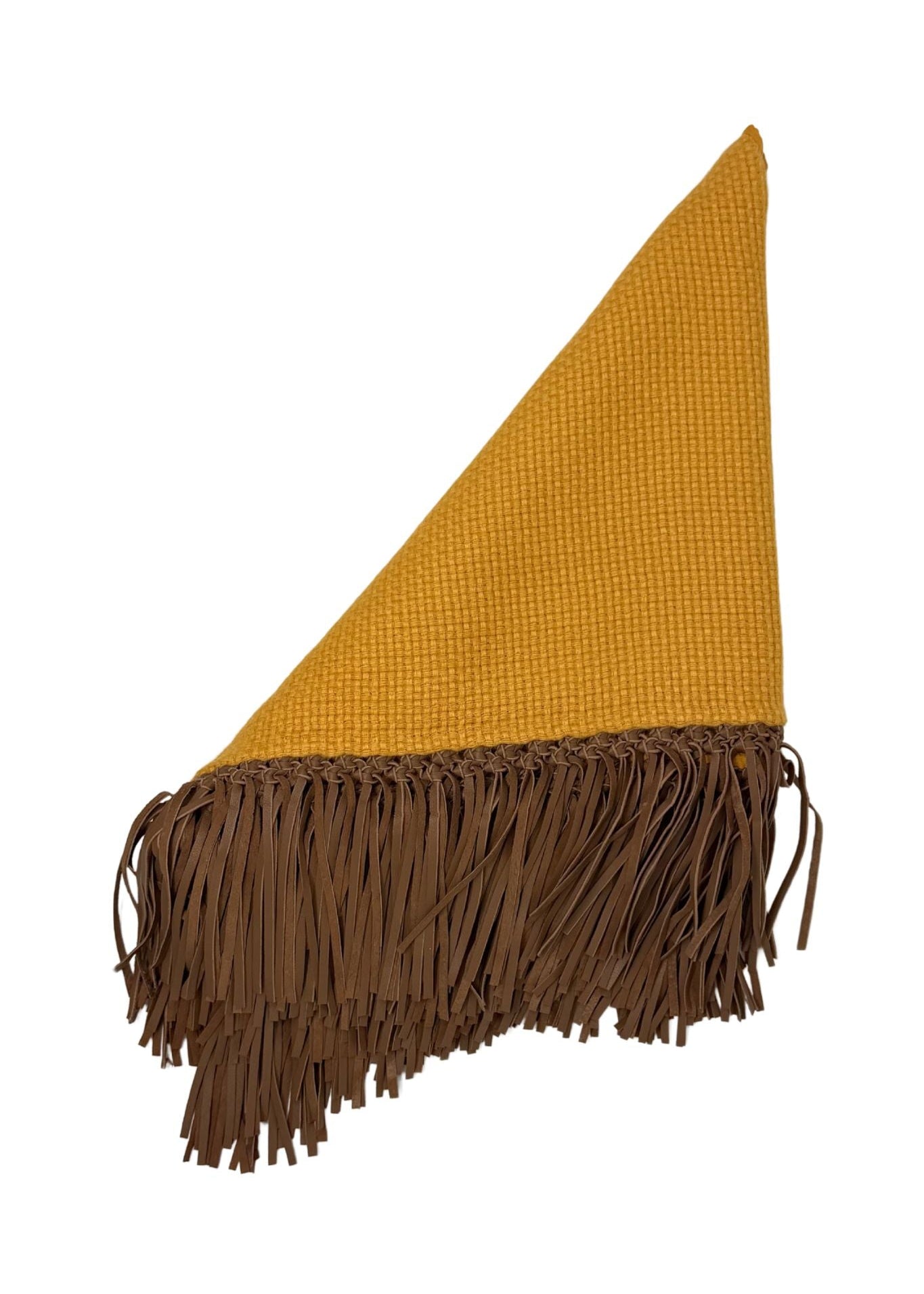Bajra Tiny Basketweave Triangle Scarf w/ Fringe - Vermillion