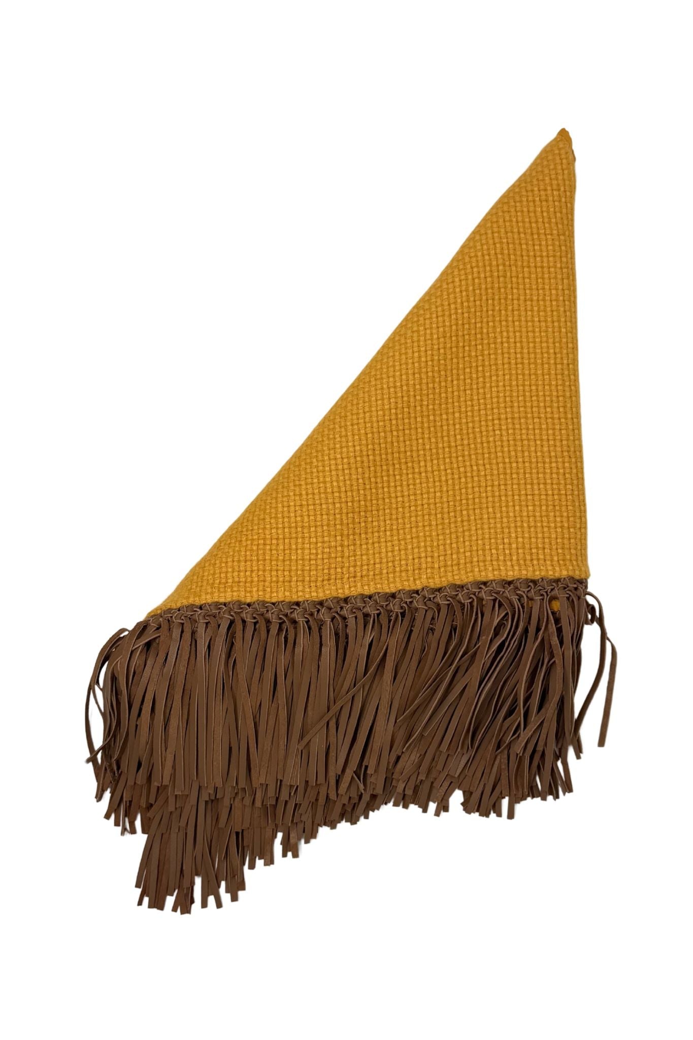 Bajra Tiny Basketweave Triangle Scarf w/ Fringe - Vermillion