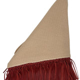 Bajra Tiny Basketweave Triangle Scarf w/ Fringe - Vermillion