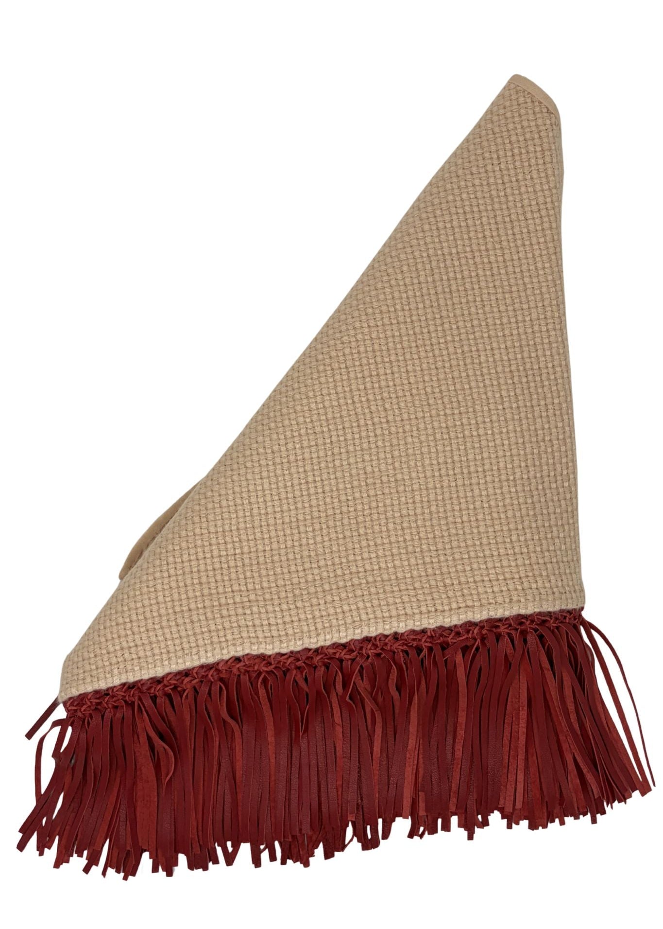 Bajra Tiny Basketweave Triangle Scarf w/ Fringe - Vermillion