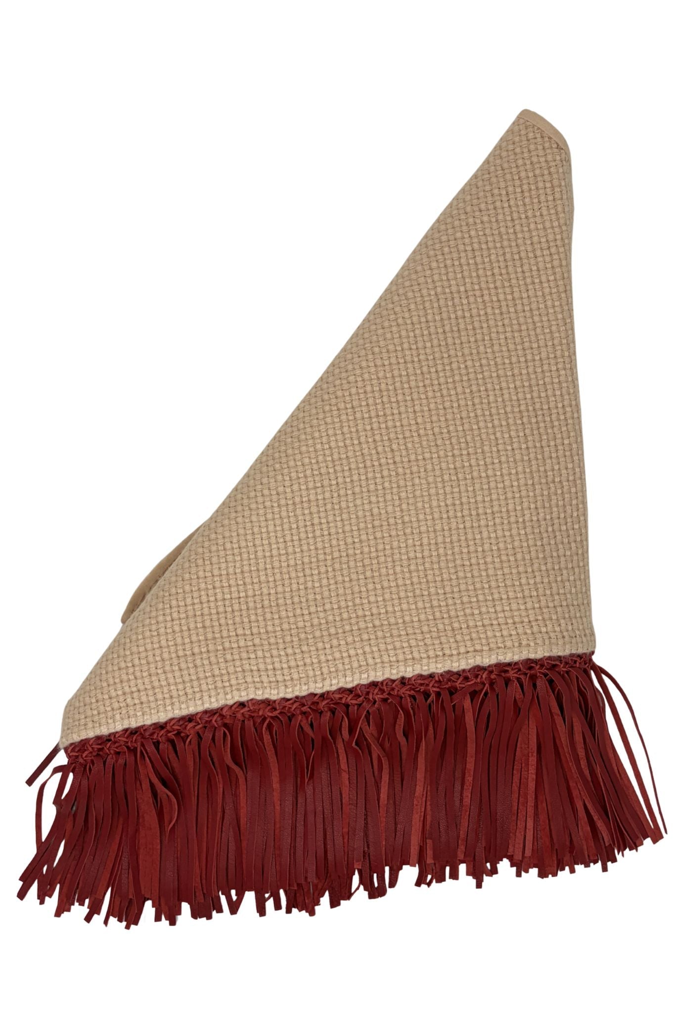 Bajra Tiny Basketweave Triangle Scarf w/ Fringe - Vermillion