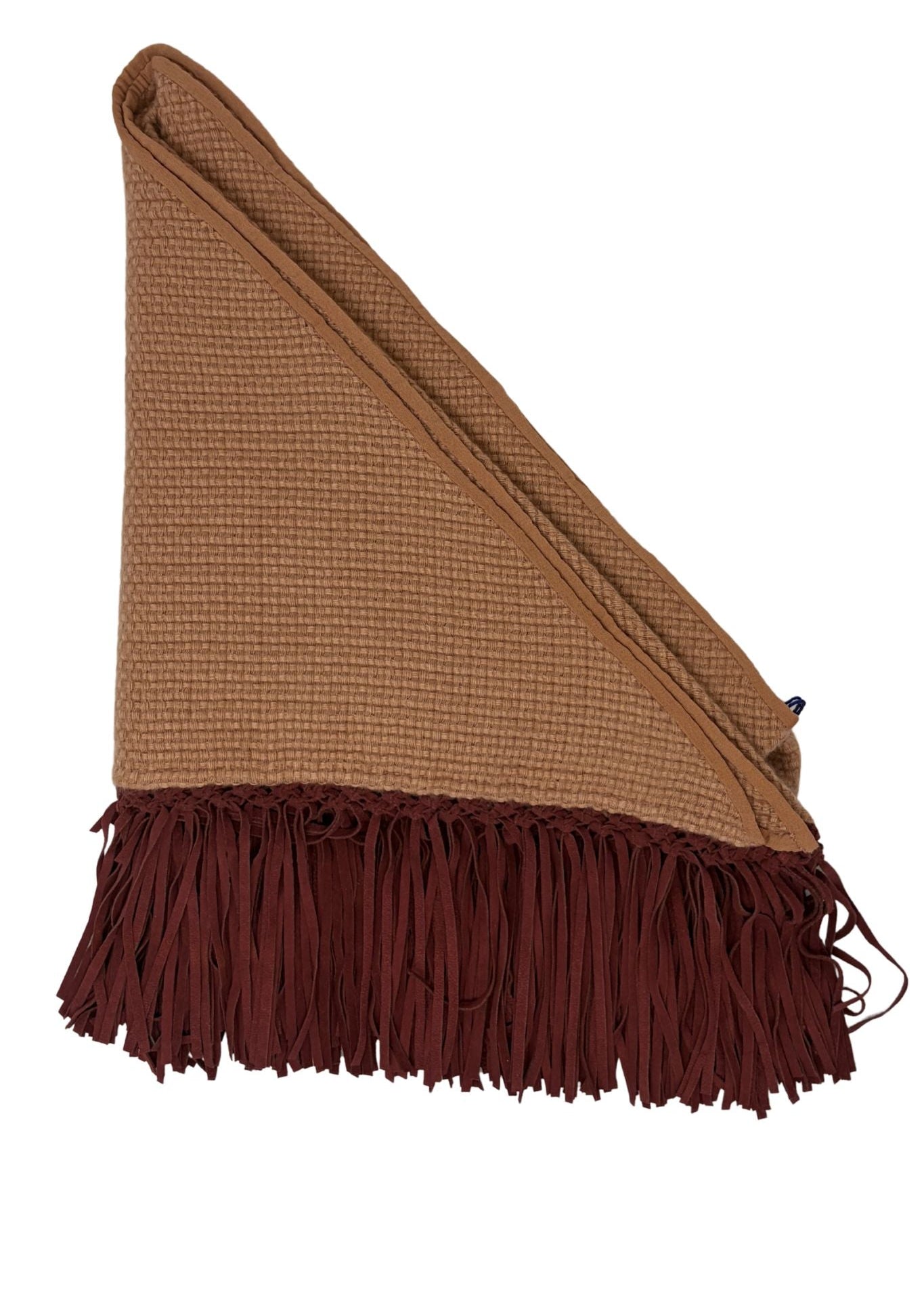 Bajra Tiny Basketweave Triangle Scarf w/ Fringe - Vermillion