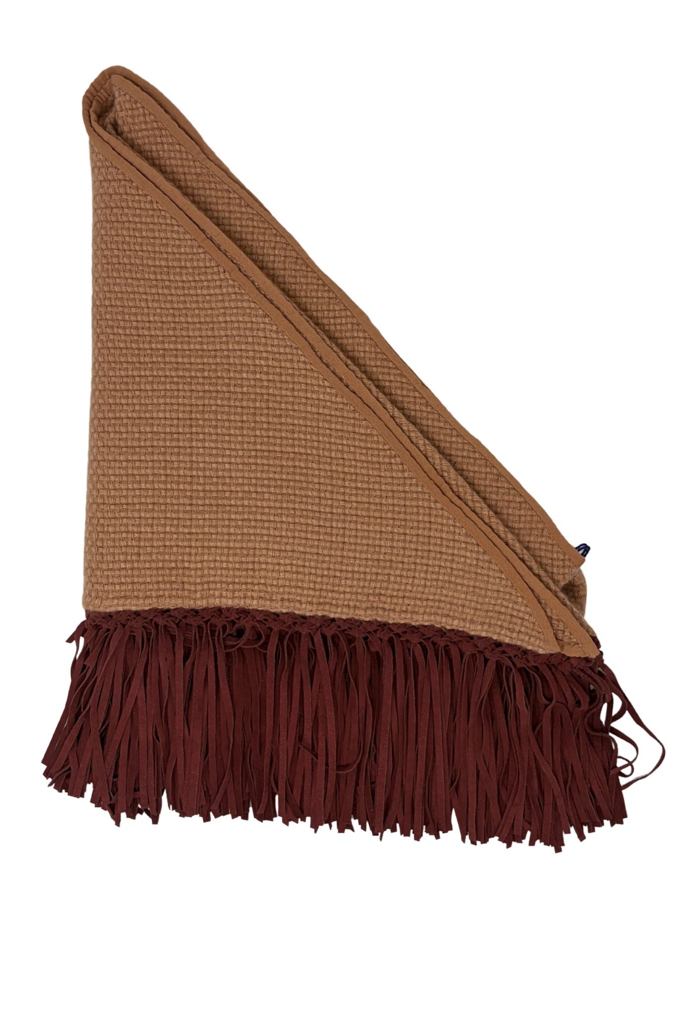 Bajra Tiny Basketweave Triangle Scarf w/ Fringe - Vermillion