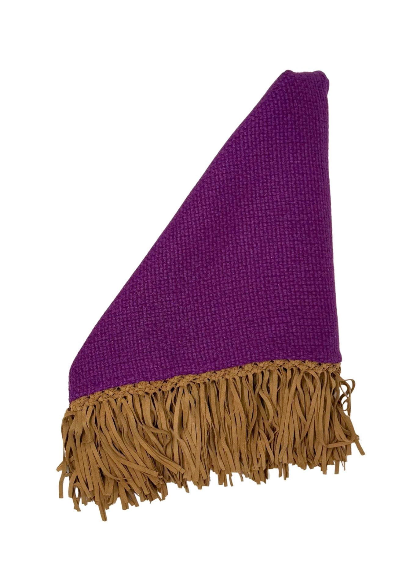 Bajra Tiny Basketweave Triangle Scarf w/ Fringe - Vermillion