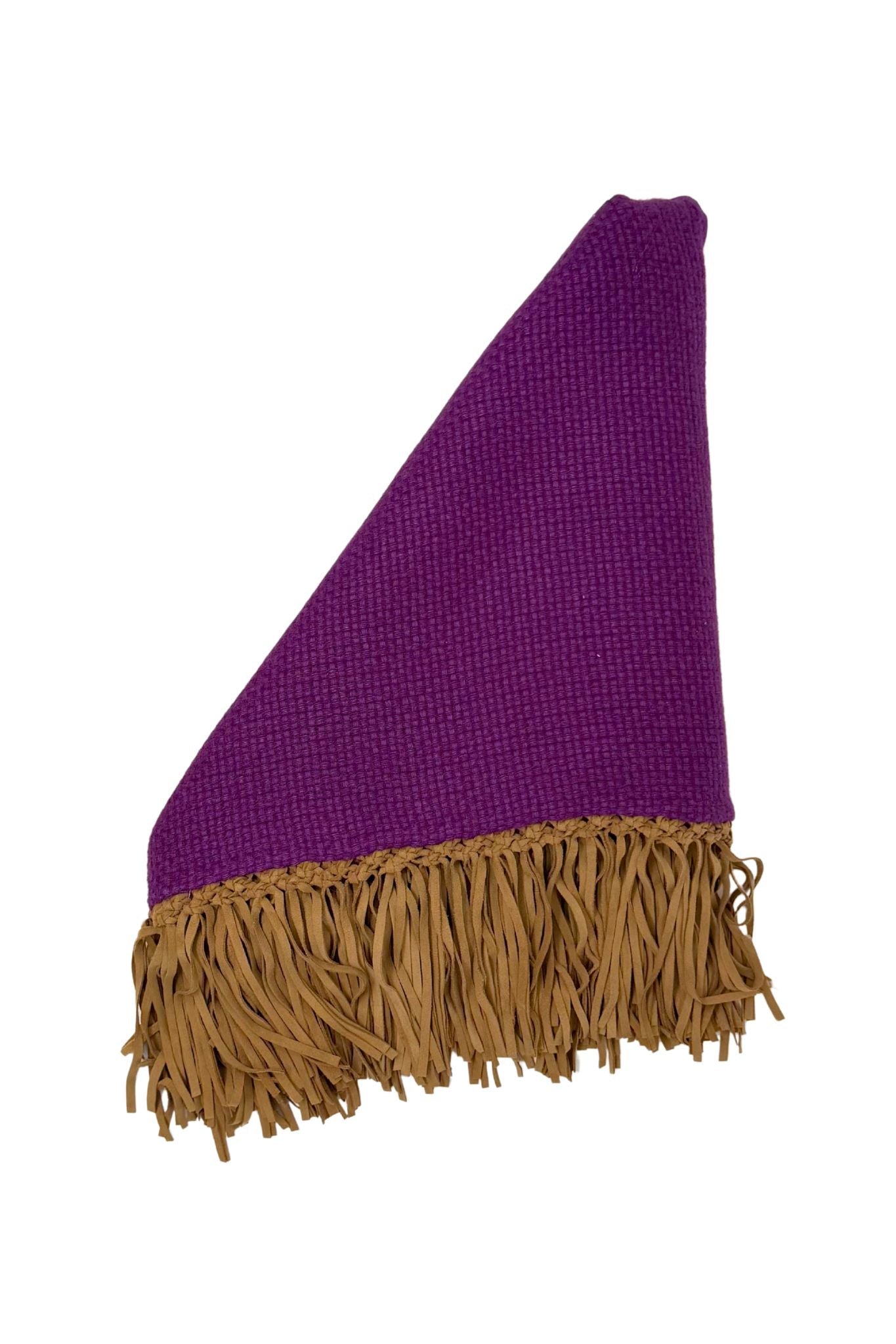 Bajra Tiny Basketweave Triangle Scarf w/ Fringe - Vermillion