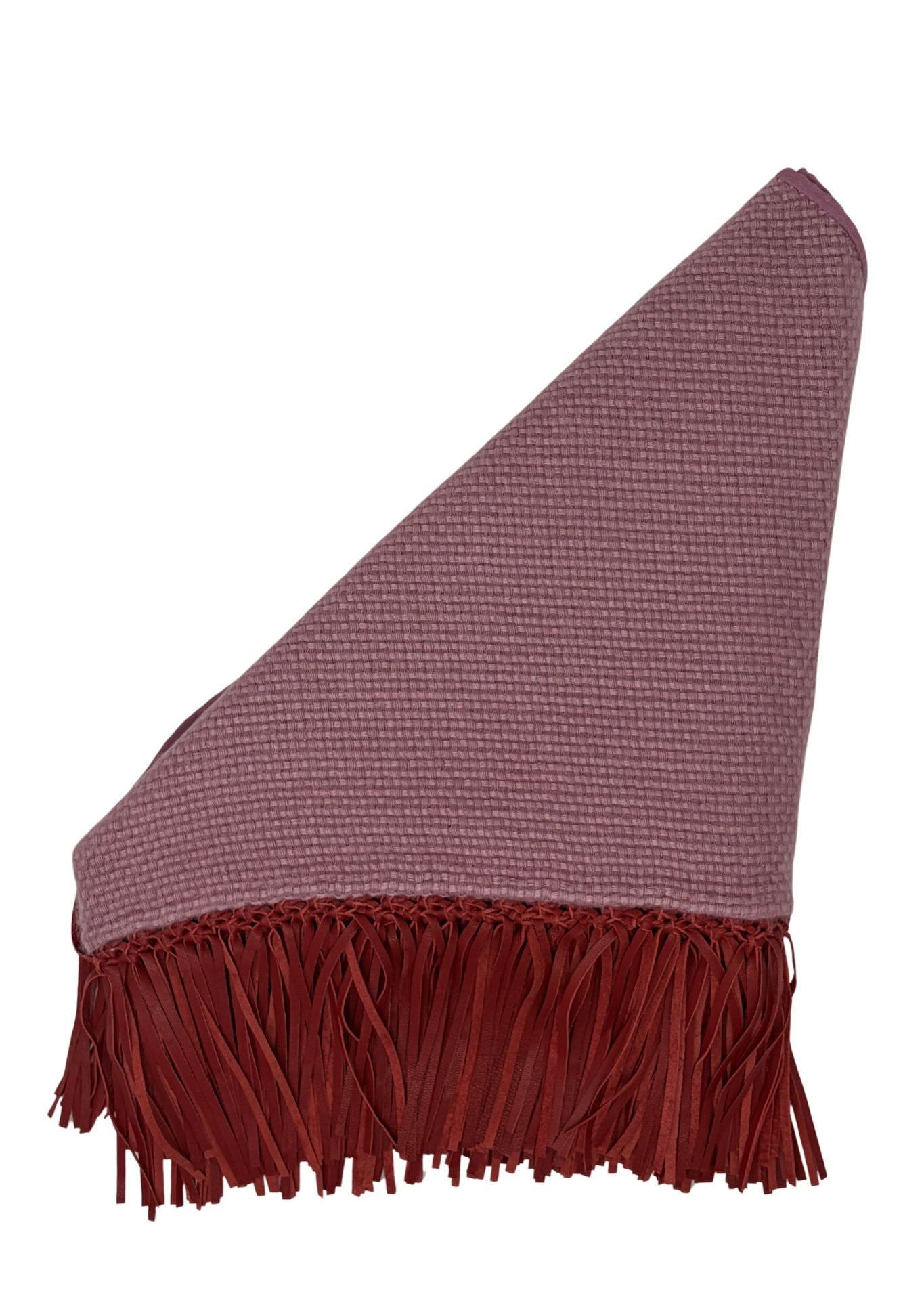 Bajra Tiny Basketweave Triangle Scarf w/ Fringe - Vermillion
