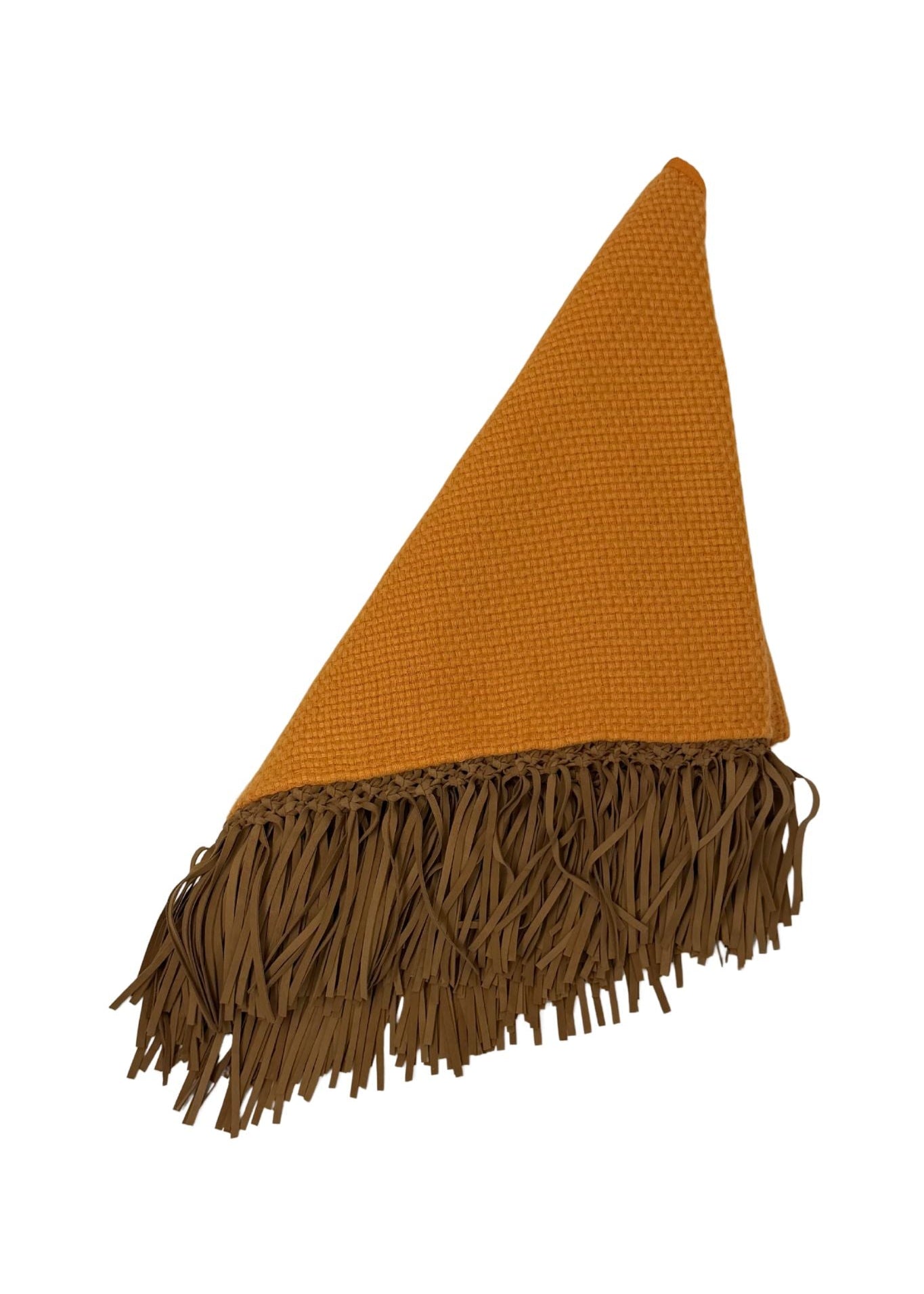 Bajra Tiny Basketweave Triangle Scarf w/ Fringe - Vermillion