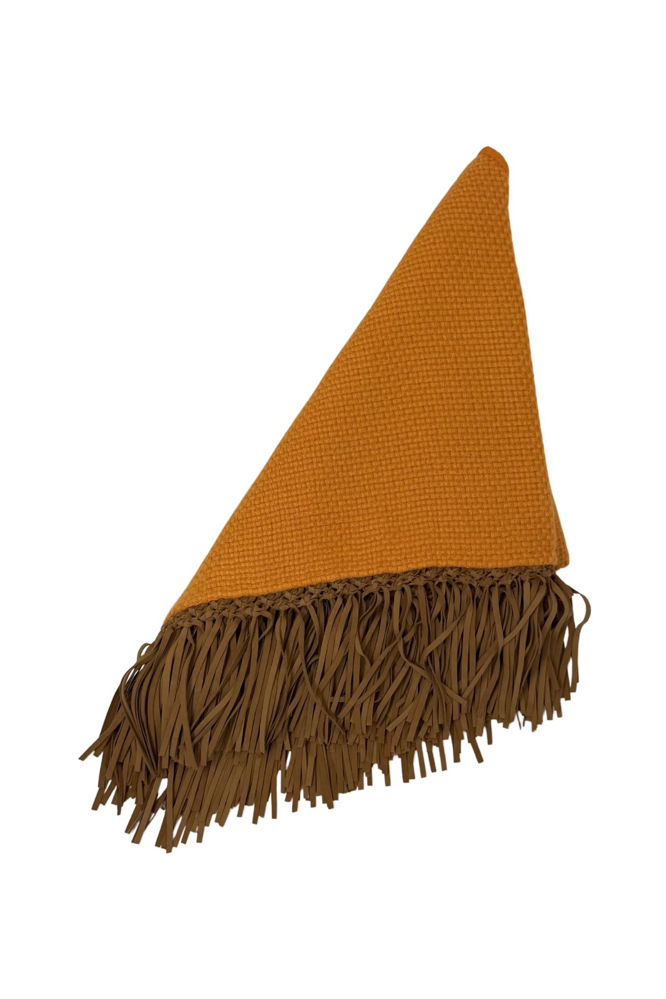 Bajra Tiny Basketweave Triangle Scarf w/ Fringe - Vermillion