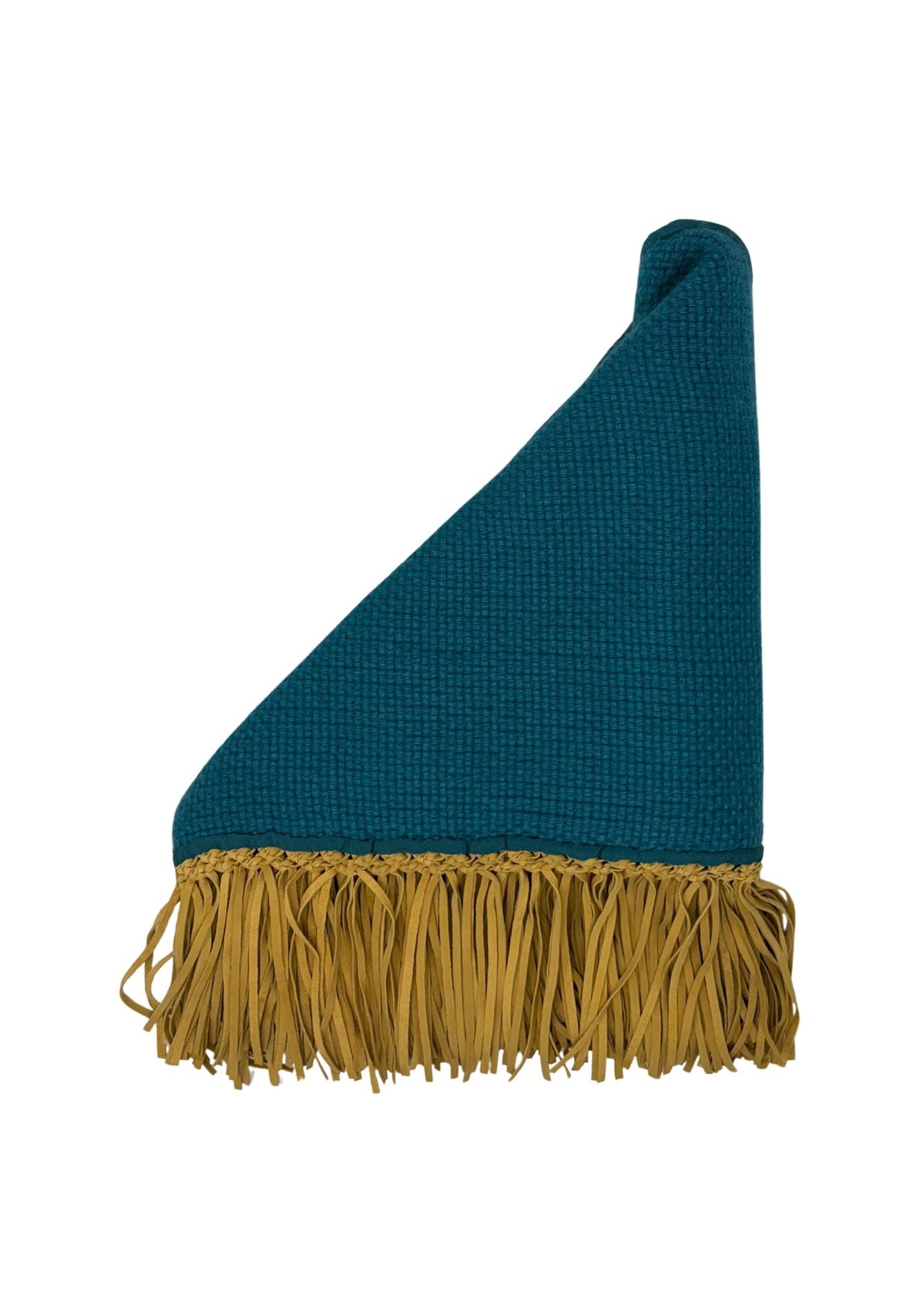 Bajra Tiny Basketweave Triangle Scarf w/ Fringe - Vermillion