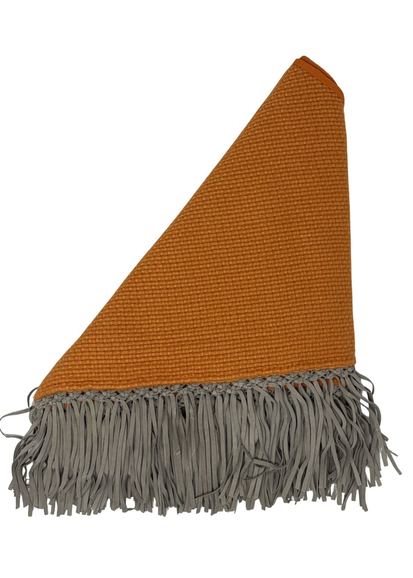 Bajra Tiny Basketweave Triangle Scarf w/ Fringe - Vermillion