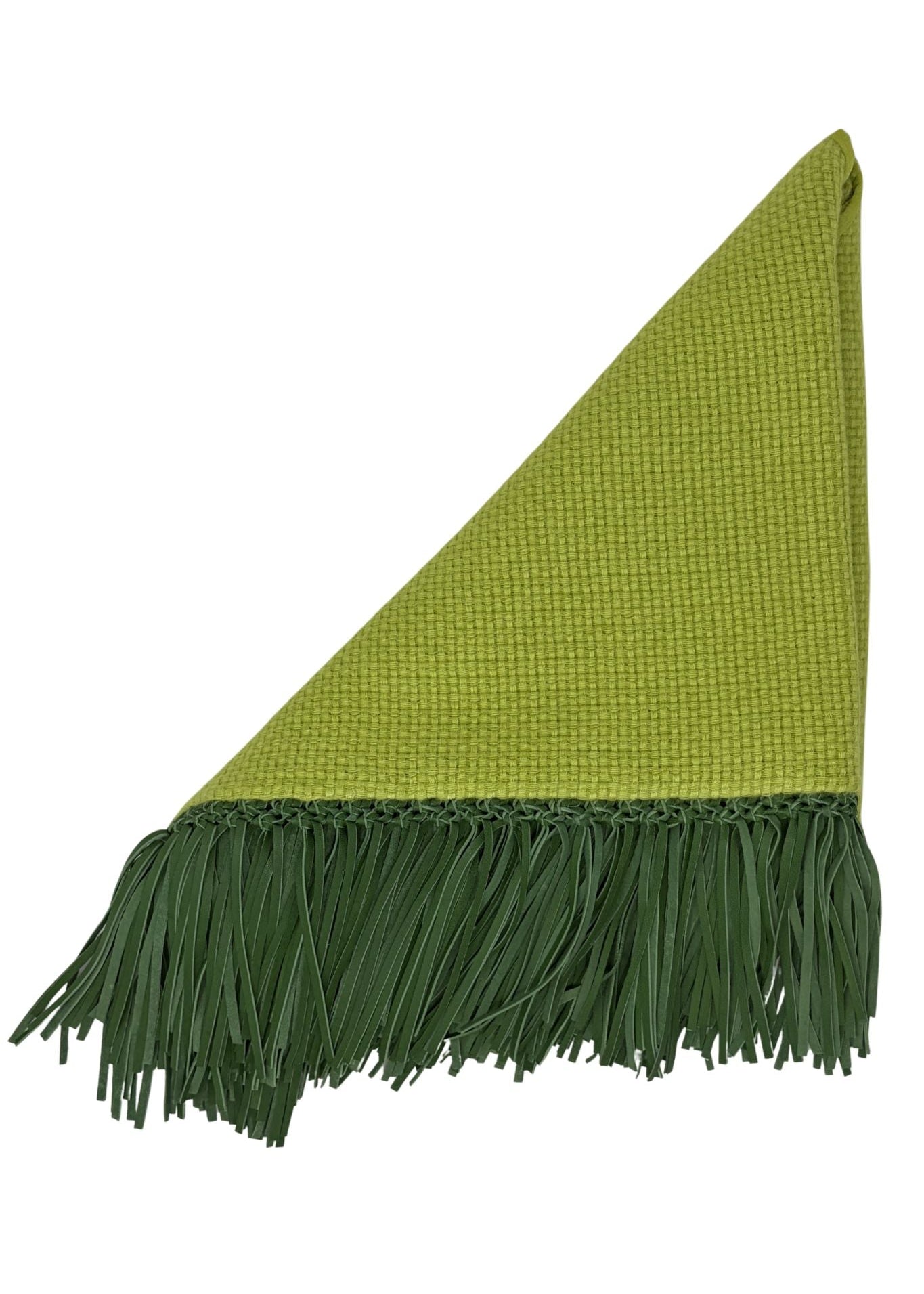 Bajra Tiny Basketweave Triangle Scarf w/ Fringe - Vermillion