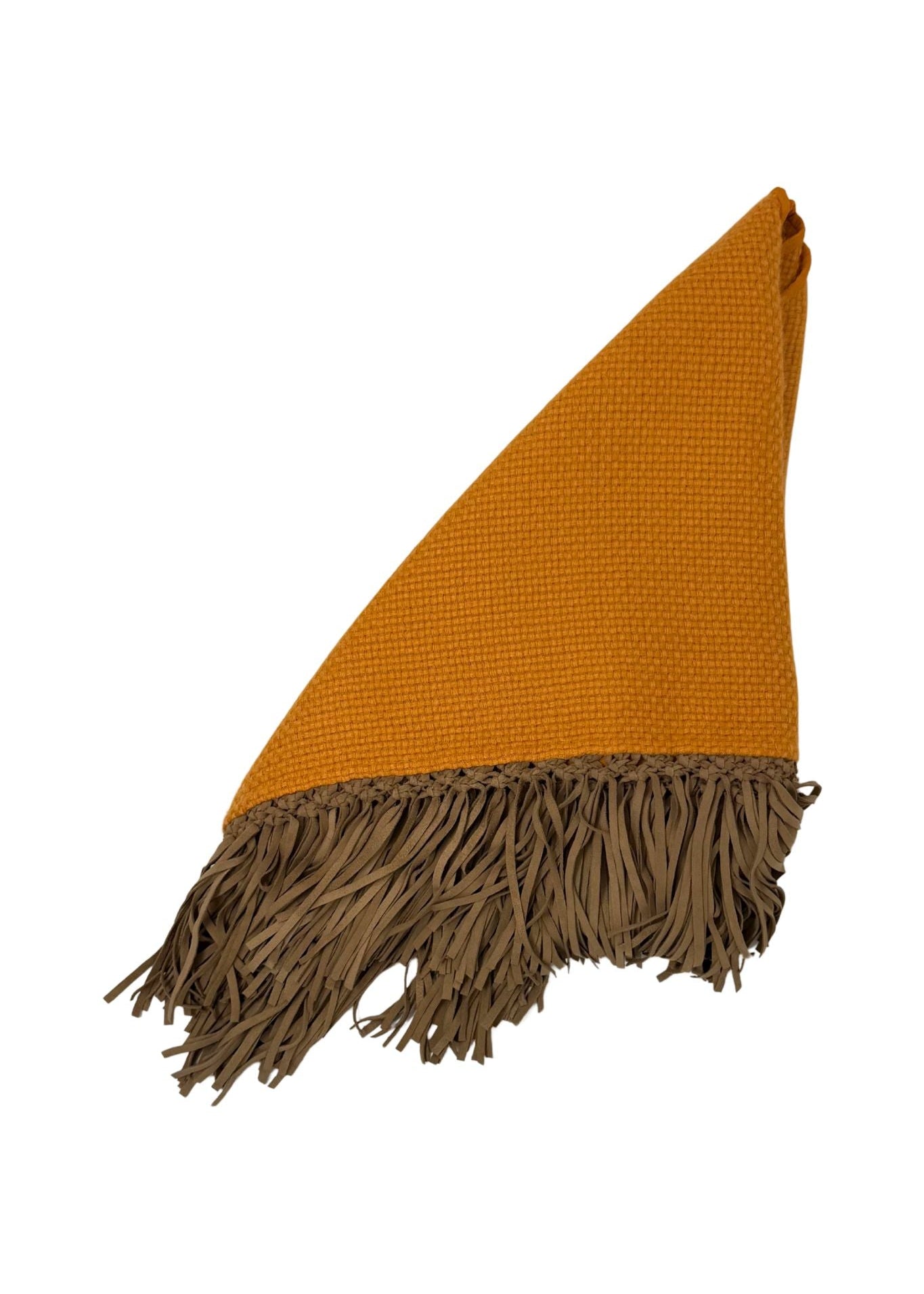 Bajra Tiny Basketweave Triangle Scarf w/ Fringe - Vermillion