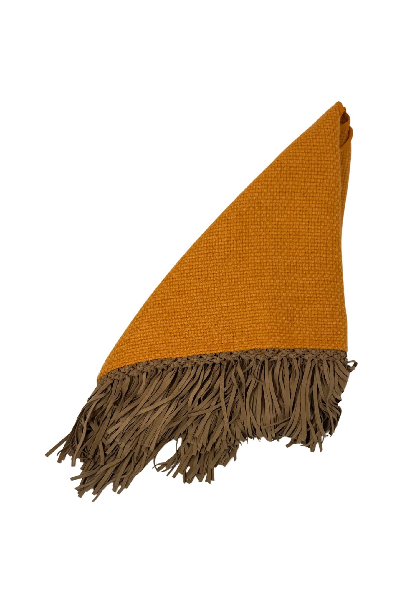 Bajra Tiny Basketweave Triangle Scarf w/ Fringe - Vermillion
