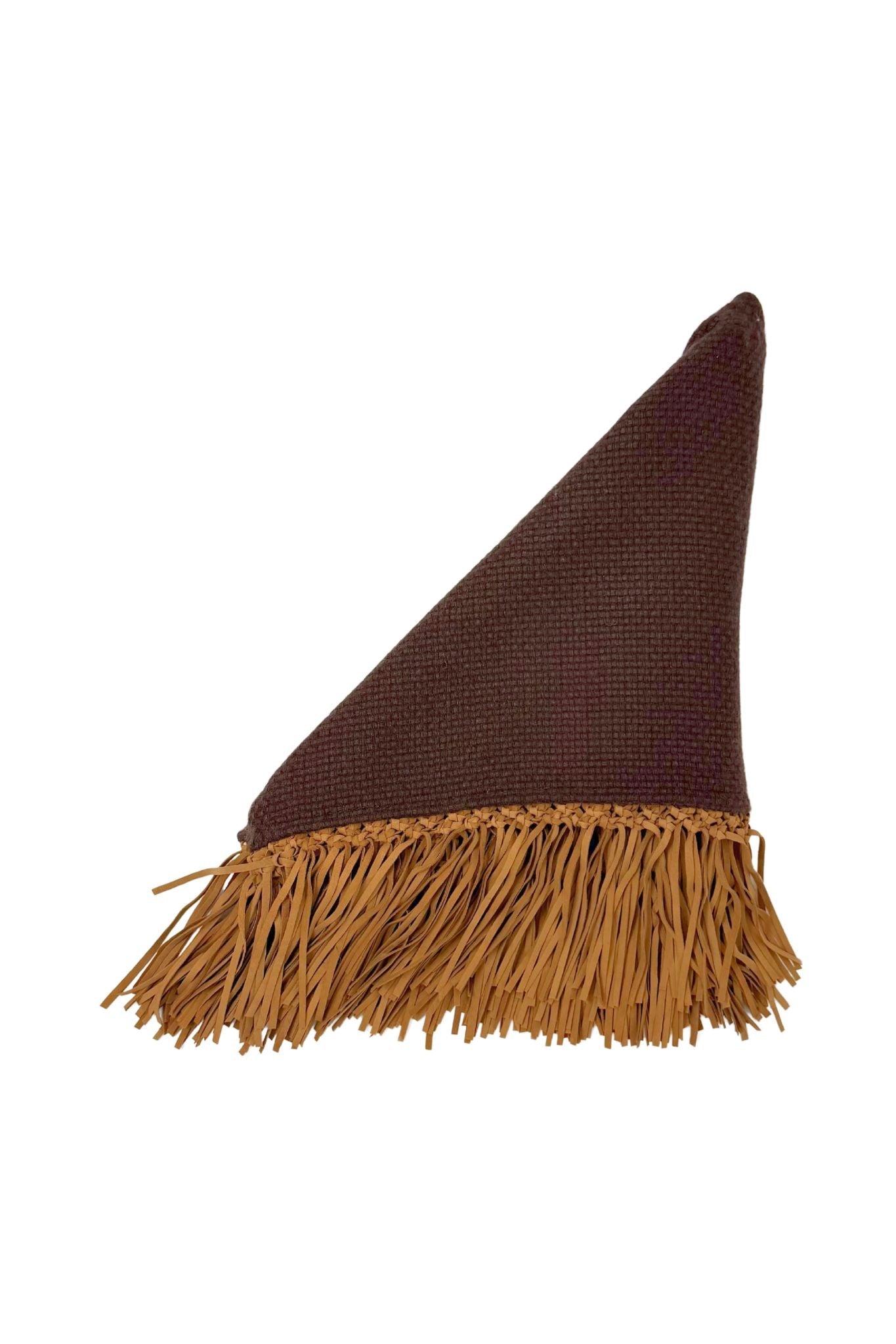 Bajra Tiny Basketweave Triangle Scarf w/ Fringe - Vermillion