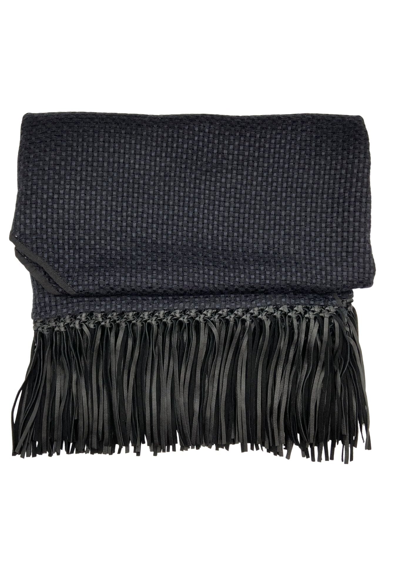 Bajra Tiny Basketweave Triangle Scarf w/ Fringe - Vermillion