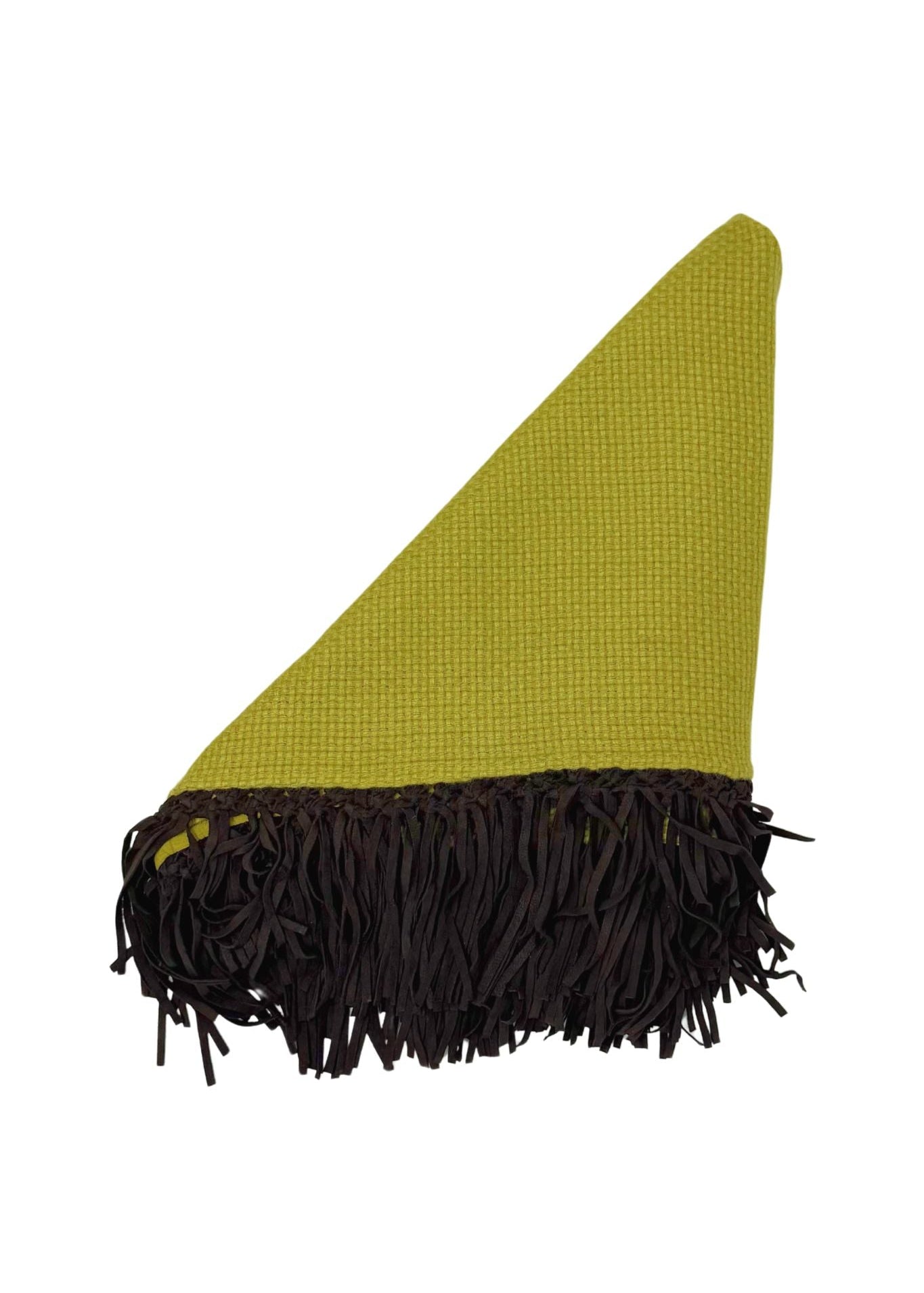 Bajra Tiny Basketweave Triangle Scarf w/ Fringe - Vermillion
