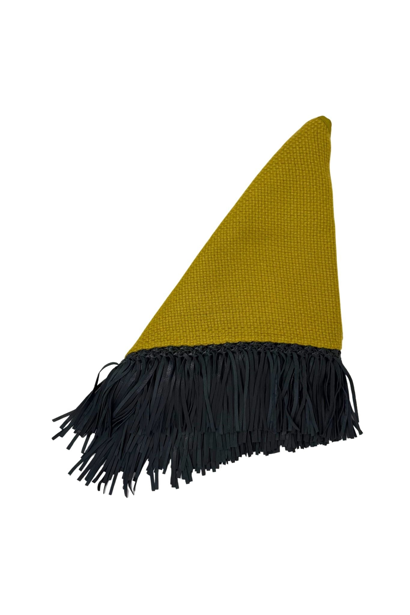 Bajra Tiny Basketweave Triangle Scarf w/ Fringe - Vermillion