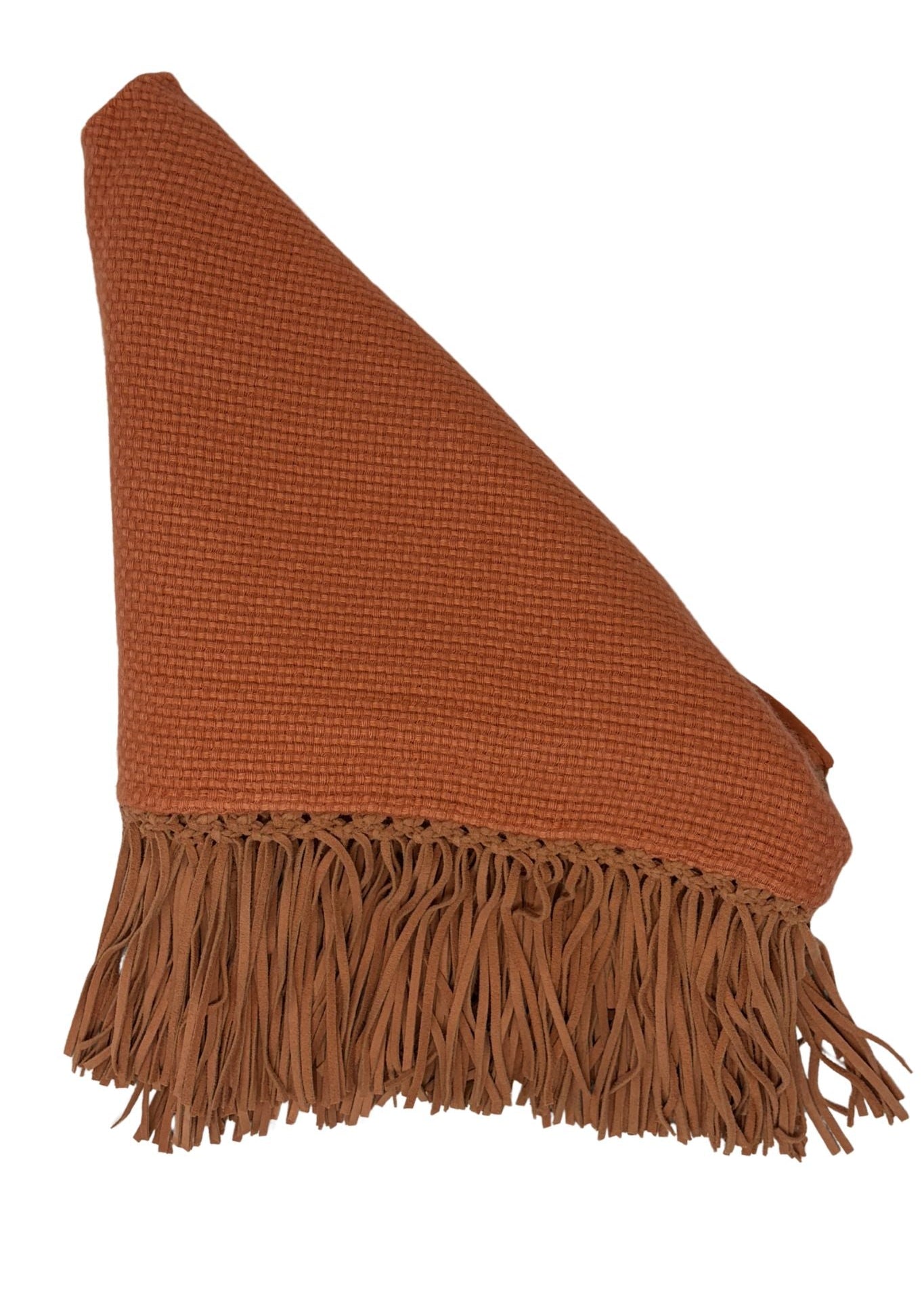 Bajra Tiny Basketweave Triangle Scarf w/ Fringe - Vermillion