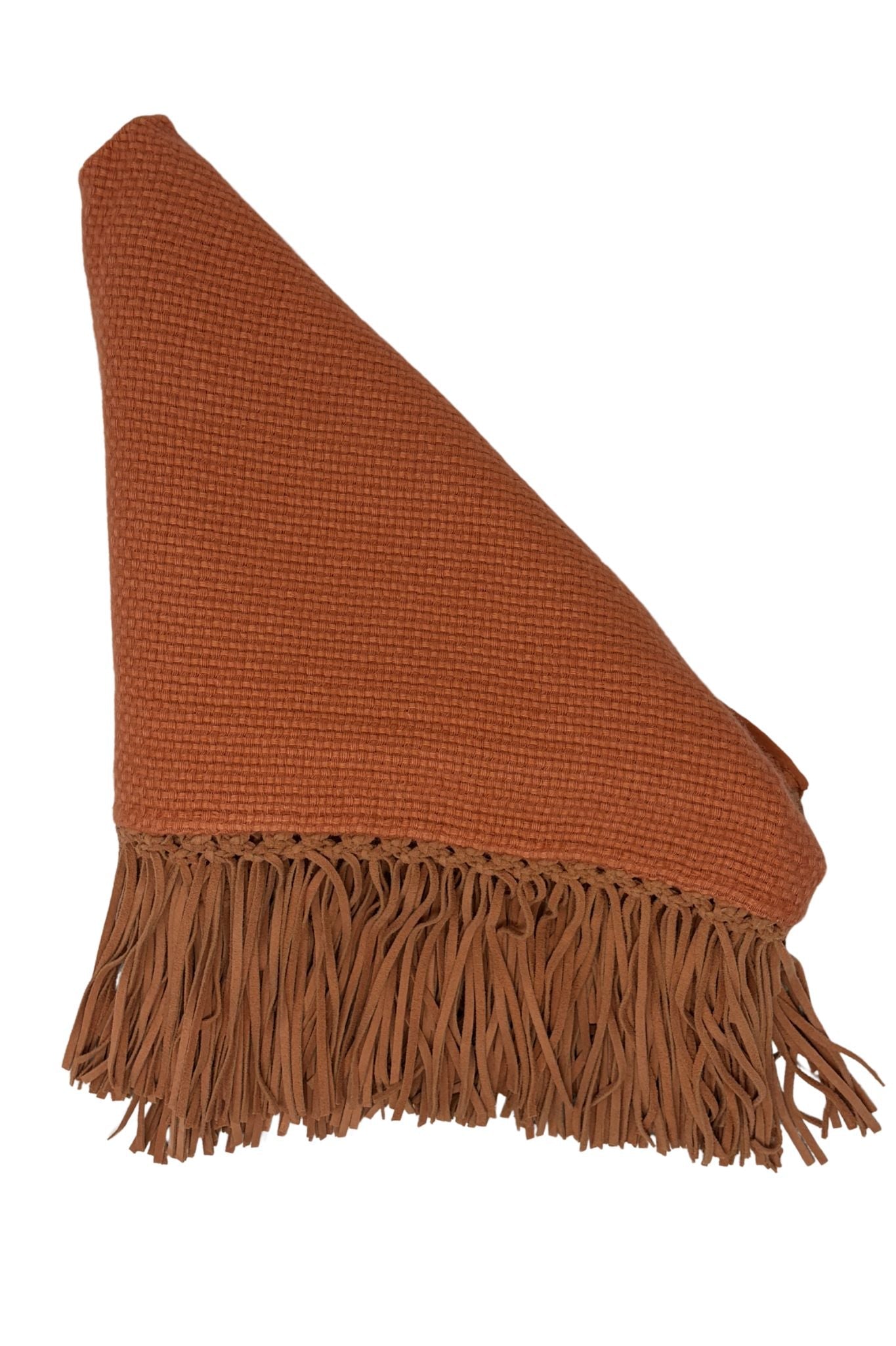 Bajra Tiny Basketweave Triangle Scarf w/ Fringe - Vermillion