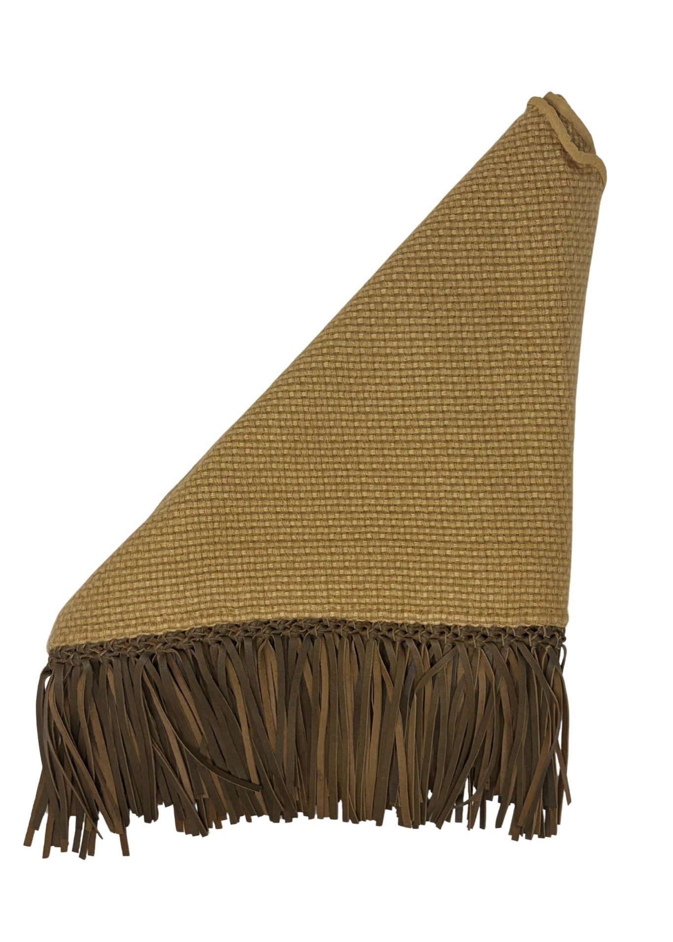 Bajra Tiny Basketweave Triangle Scarf w/ Fringe - Vermillion