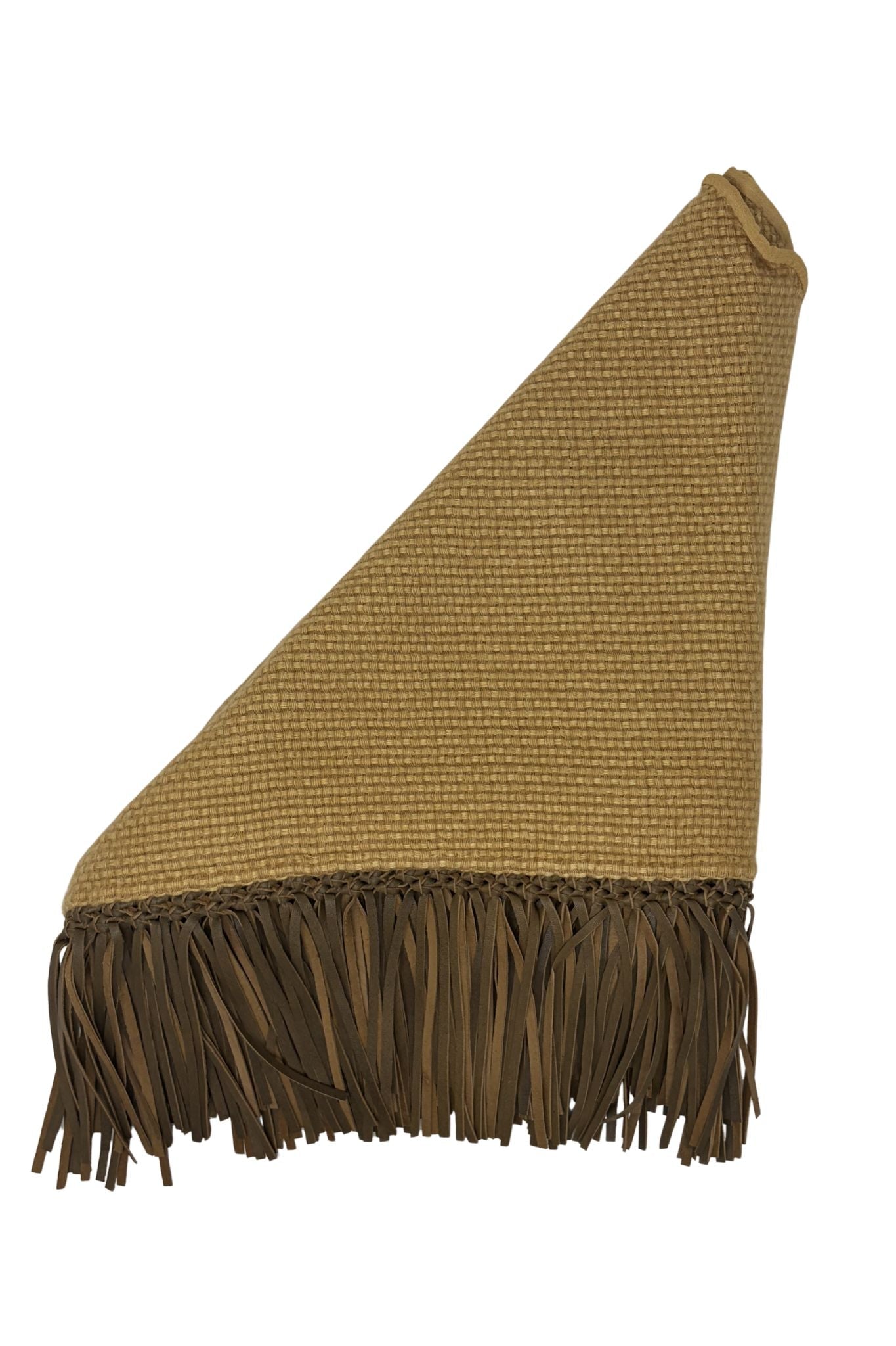 Bajra Tiny Basketweave Triangle Scarf w/ Fringe - Vermillion