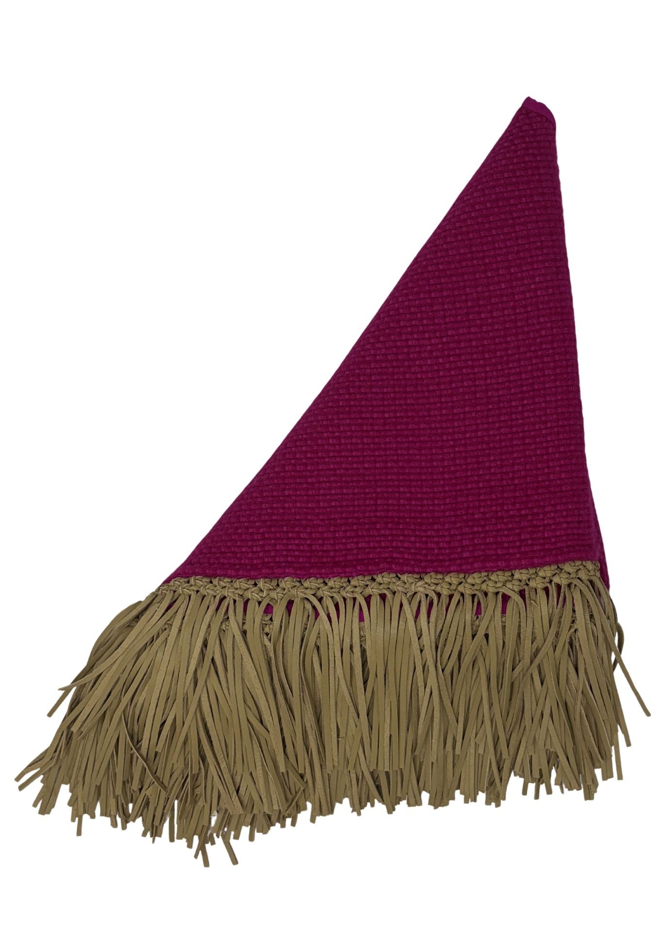 Bajra Tiny Basketweave Triangle Scarf w/ Fringe - Vermillion