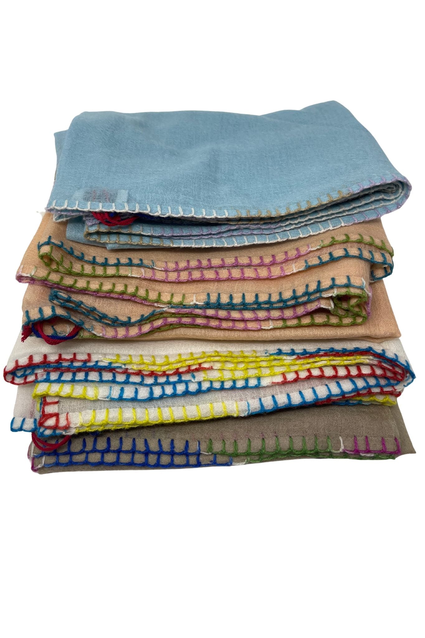 Bajra Ultra Cashmere Multi - Stitch Stole - Vermillion