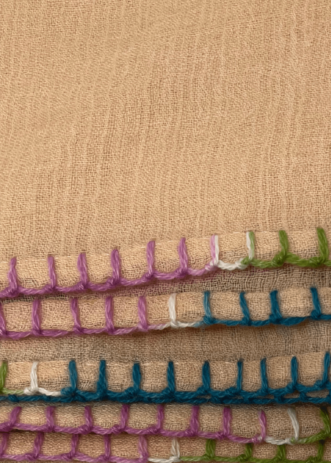 Bajra Ultra Cashmere Multi - Stitch Stole - Vermillion