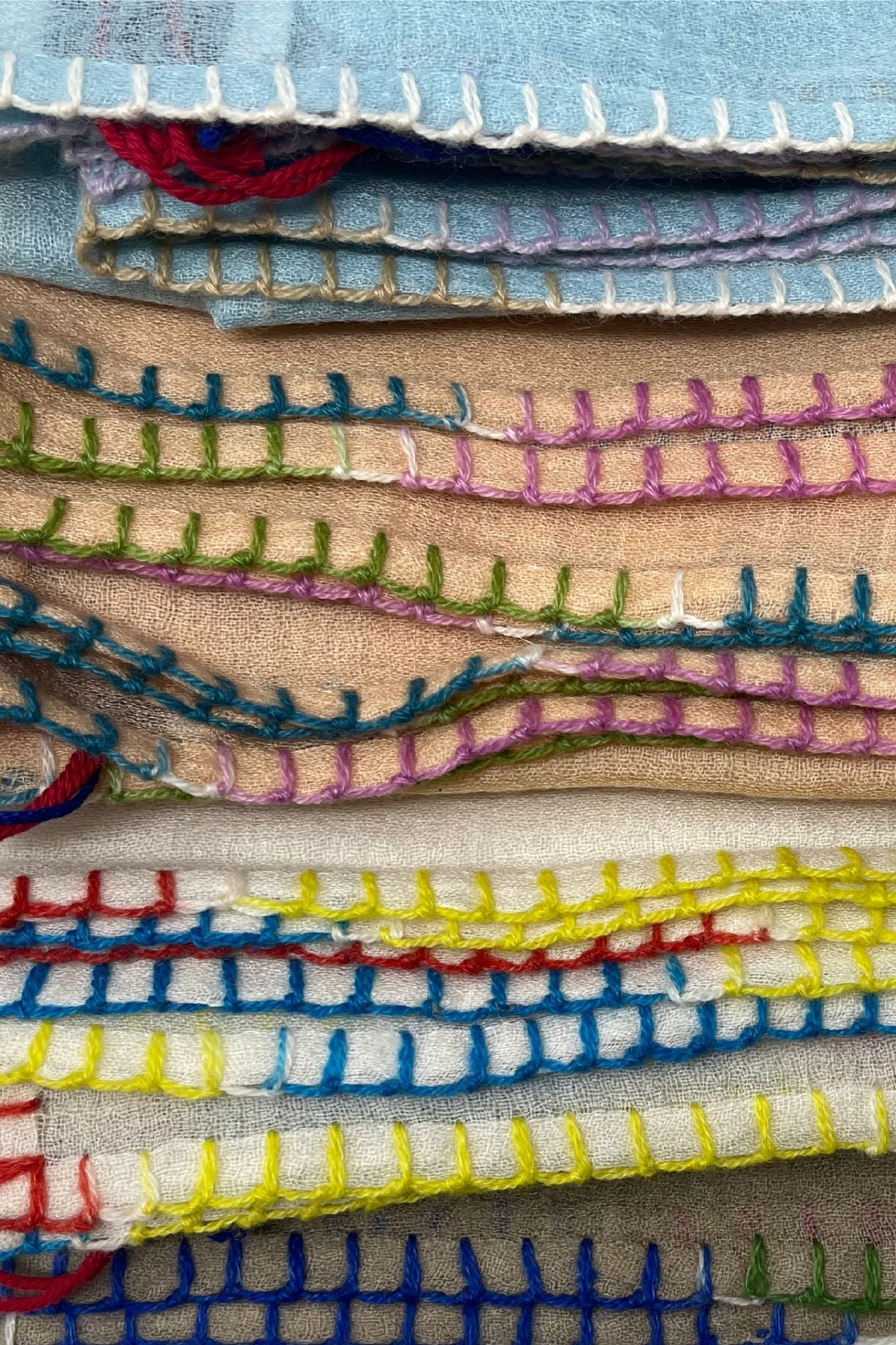 Bajra Ultra Cashmere Multi - Stitch Stole - Vermillion