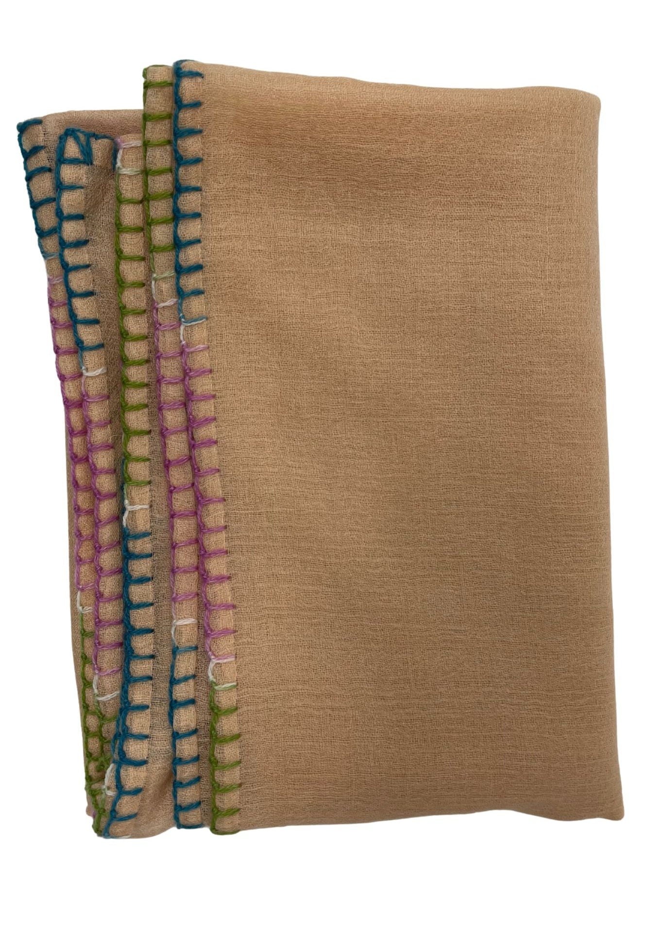 Bajra Ultra Cashmere Multi - Stitch Stole - Vermillion