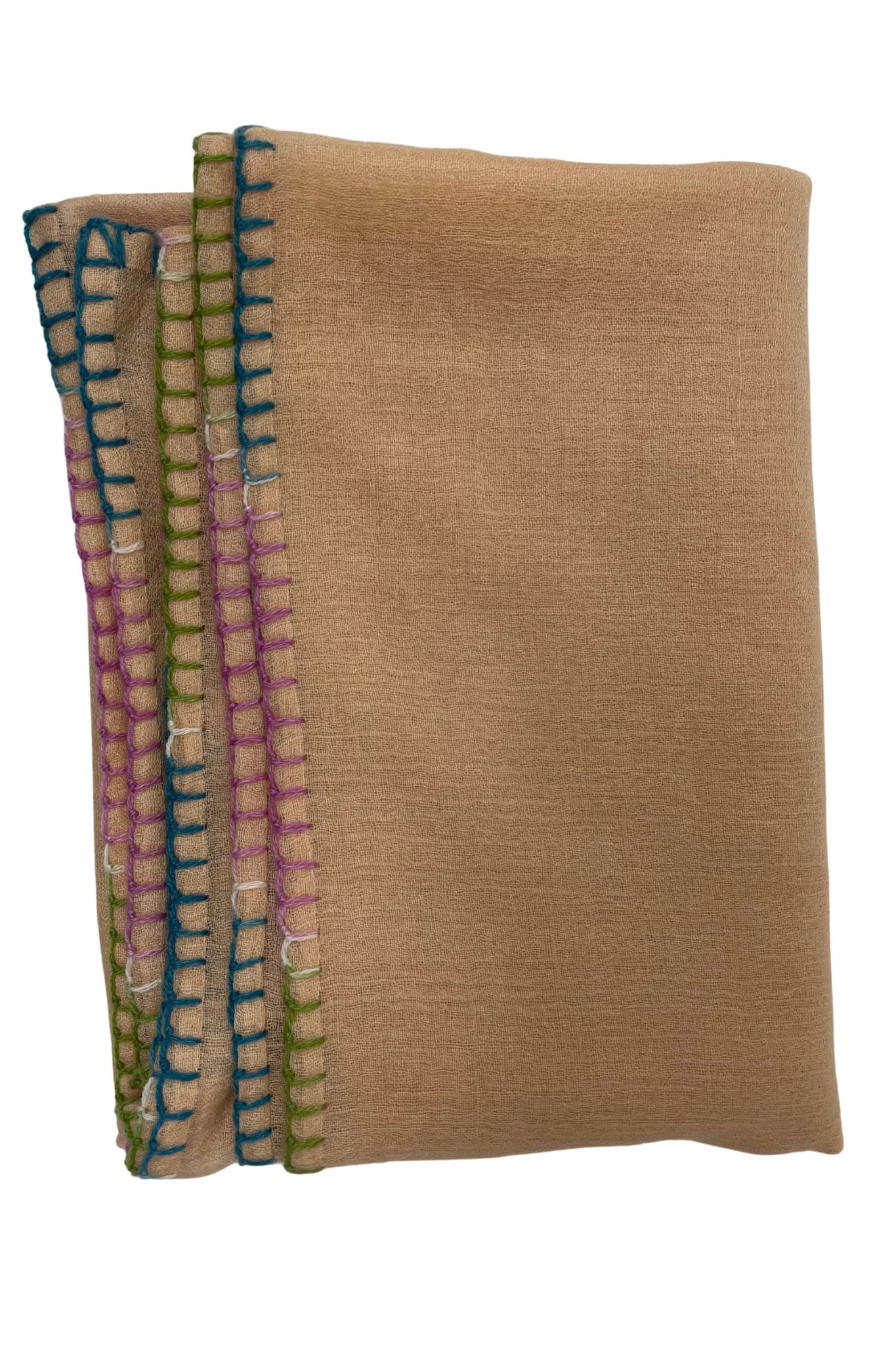 Bajra Ultra Cashmere Multi - Stitch Stole - Vermillion