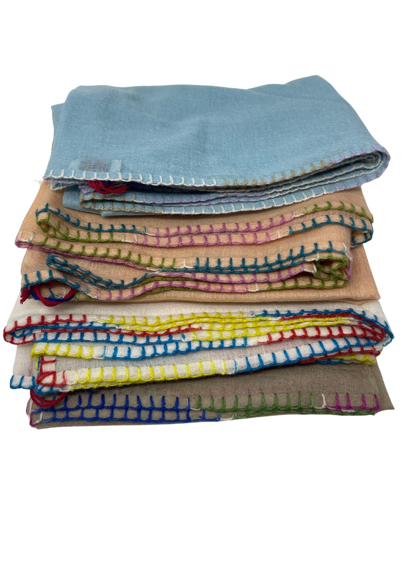 Bajra Ultra Cashmere Multi - Stitch Stole - Vermillion